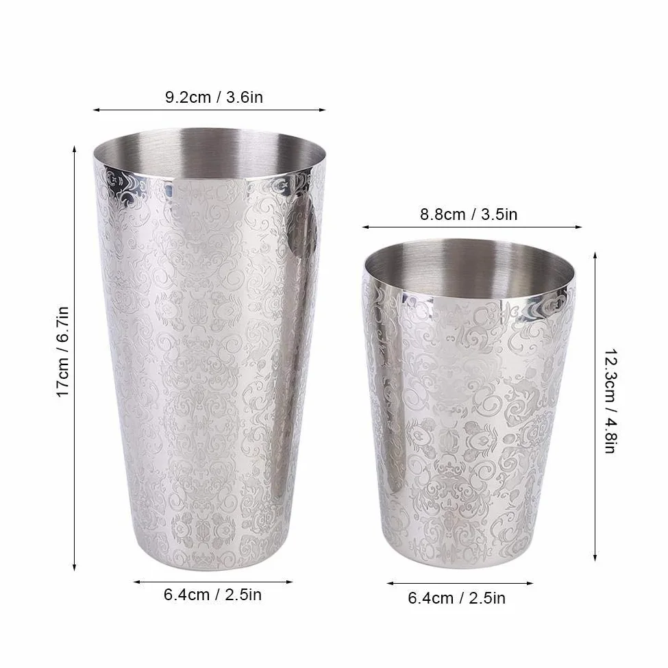 2 Pcs Cocktail Shaker Bar Set Boston Martini Boisson En Acier Inoxydable Solide Professionnel Barman Argent Outil DIY Accessoire pour Cuisine