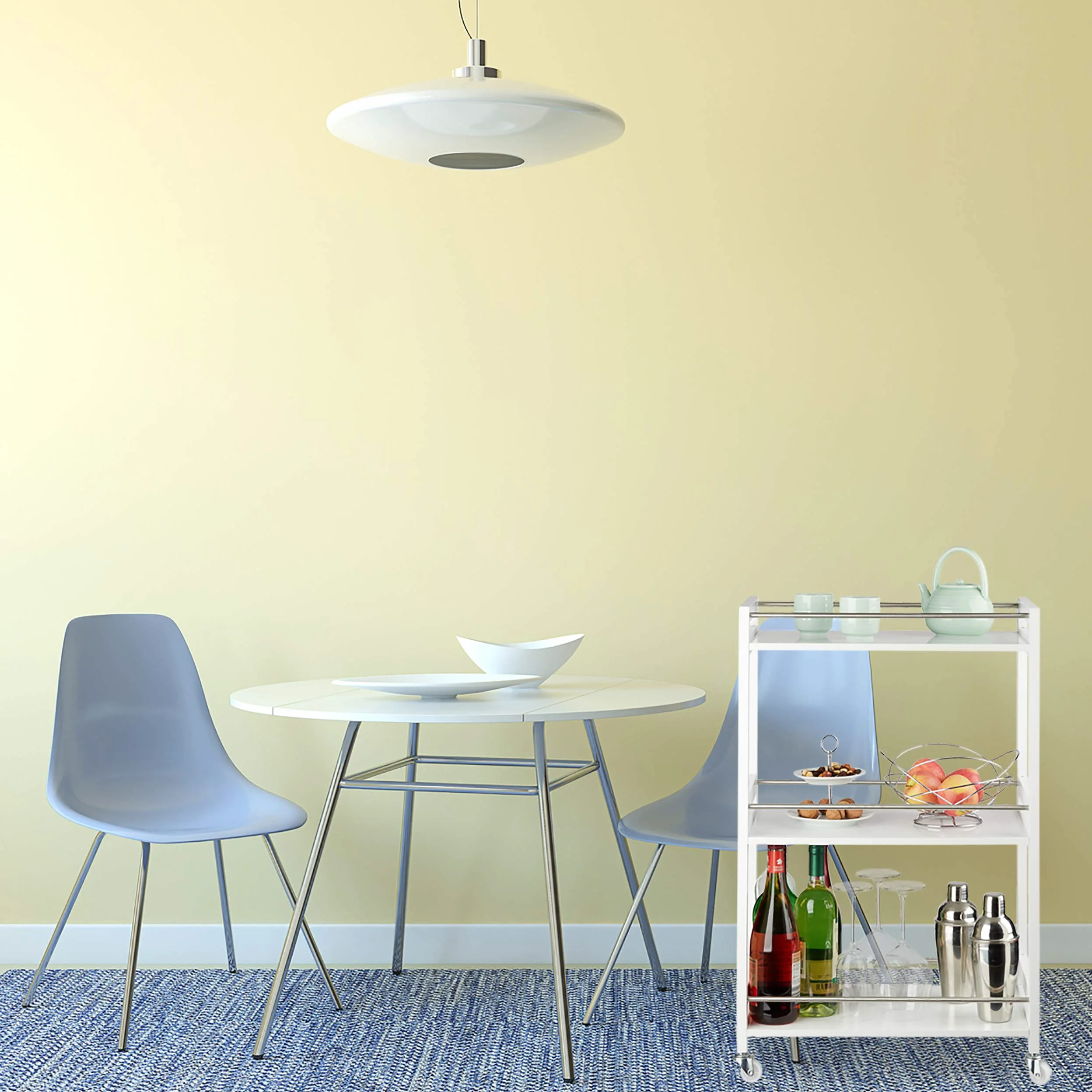 Relaxdays Blanc, Desserte de Cuisine Bambou, 3 étages, Chariot de Service, roulettes, îlot, 80,5 x 51 x 30 cm, MDF, Acier