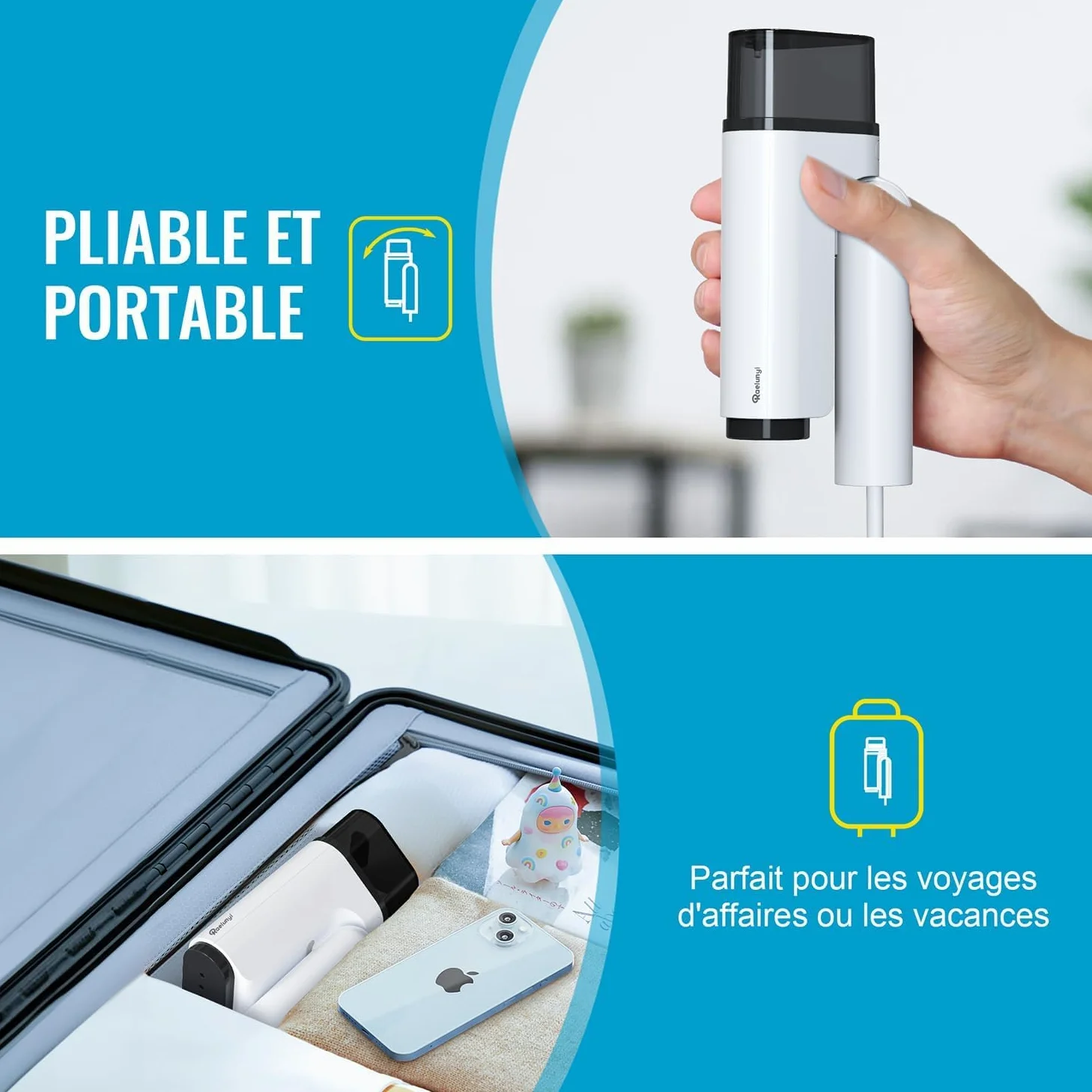 Defroisseur Vapeur Vertical, Pliable Fer à Vapeur de Voyage Léger et Portable, Vapeur Steamer Convient à Tous les Tissuspour, la Maison, le Voyage, la maison et le bureau