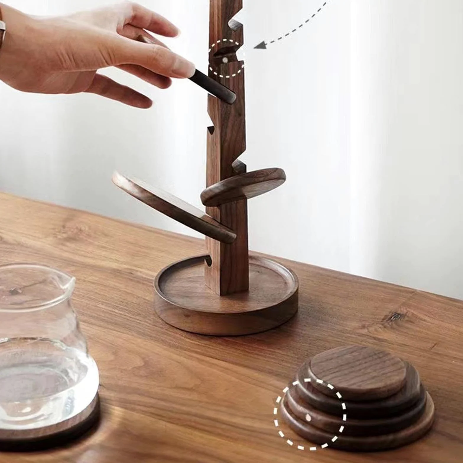 Set de Dessous-de-plat en Forme d'Arbre 8 Pièces Sous Verre avec Support | Sous Verre pour Boissons pour Cuisine Table Comptoir Salle à Manger Salon Plats Chauds Casserole Poêle Bol Théière