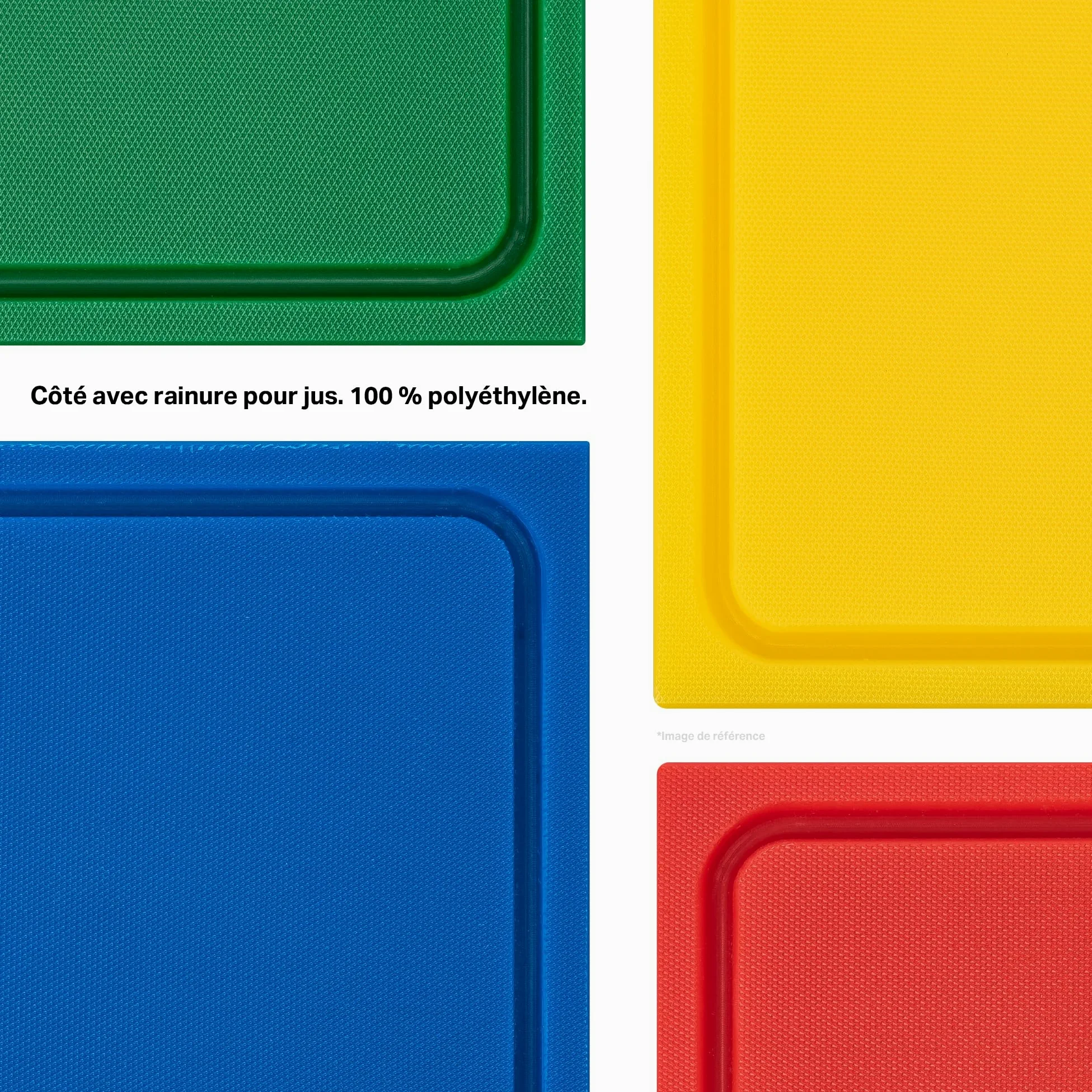 Planche à découper en plastique PE-HD Blanc, 60x40x2 cm, passe au lave-vaisselle, extra épaisse, n'abîme pas les couteaux bac à jus