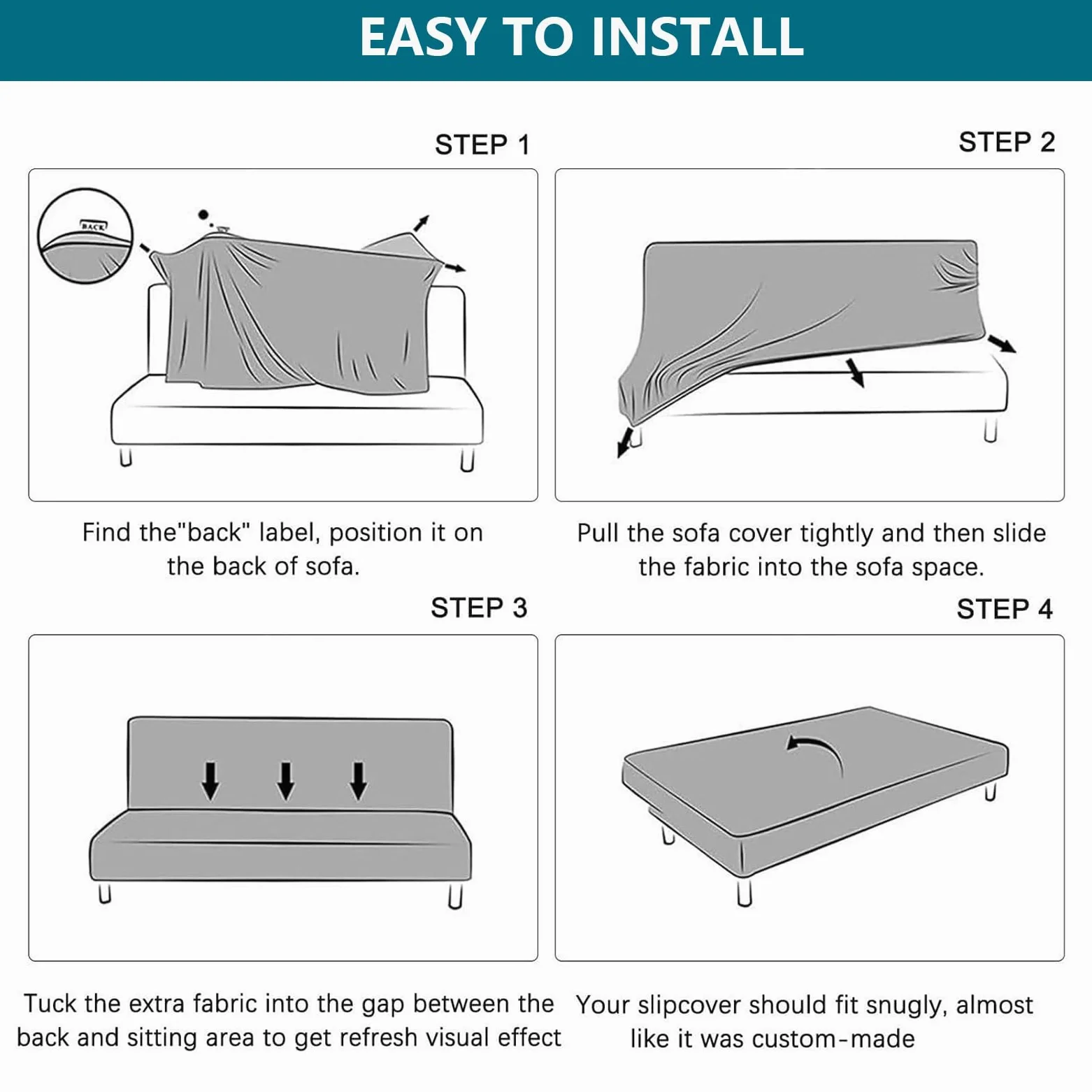 Housse de futon pour canapé-lit, de couleur unie, extensible, pliable avec élastique en bas, pour salon, (jaune, taille S)