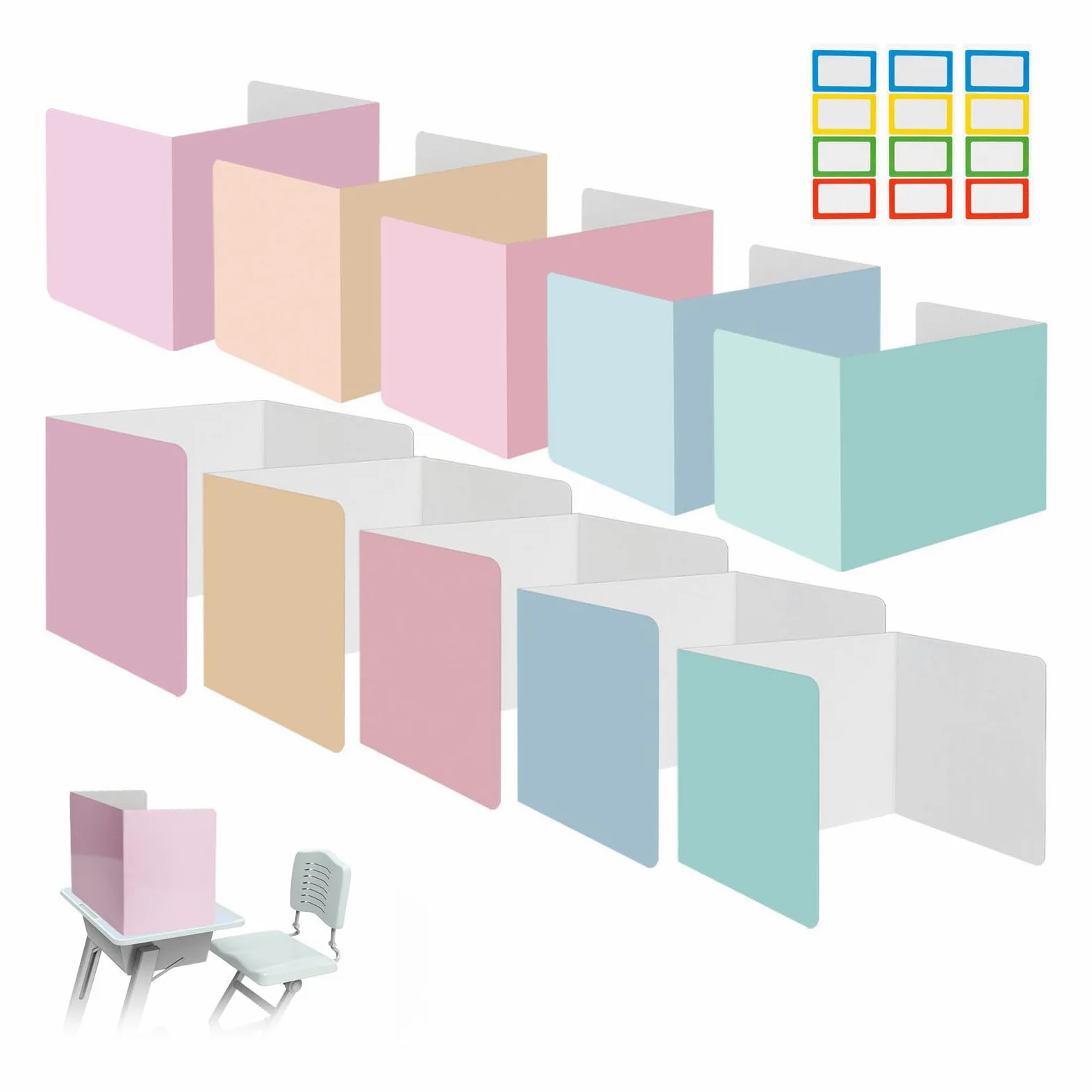 10 Pièces Séparateur de Bureau, Panneau de Séparation de Bureau Pliable, Cloison Bureau Couleur, Séparateur de Confidentialité de Table pour L'école, Le Bureau, La Bibliothèque ( 40 x 30 x 30 cm )