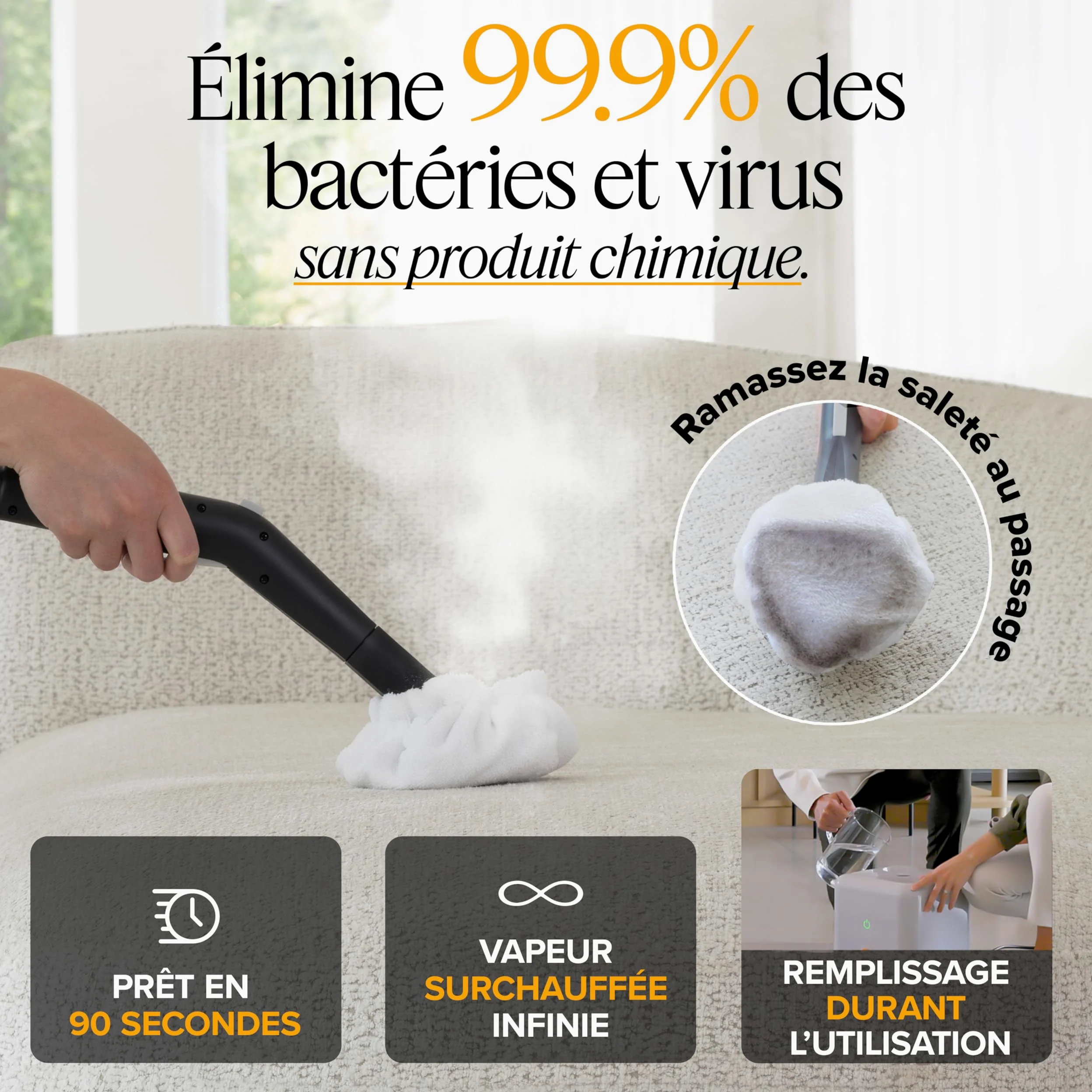 Dupray Neat Plus – Nettoyeur Vapeur Polyvalent Haute Performance avec 17 Accessoires Inclus pour Sols, Carrelage, Joints, Tapis, Canapés, Maison et Plus (Neat Plus + 17 pieces)