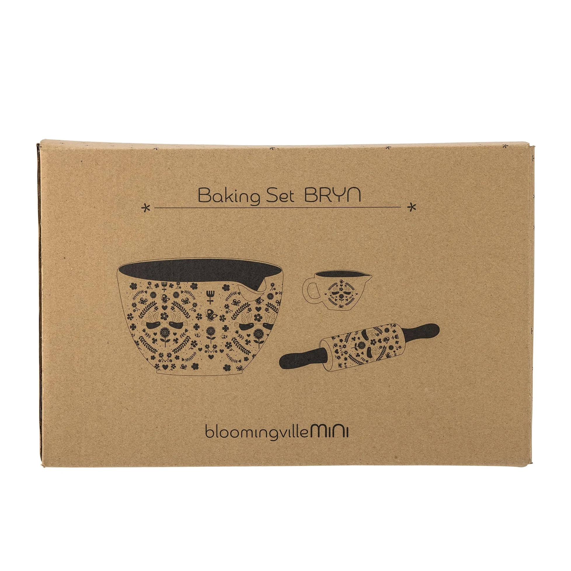 Bloomingville Bryn Lot de 3 Kits de pâtisserie en faïence Marron Ø 21 x H 12/L 22,5 x Ø 4,5/H 7,5 x Ø 9 cm