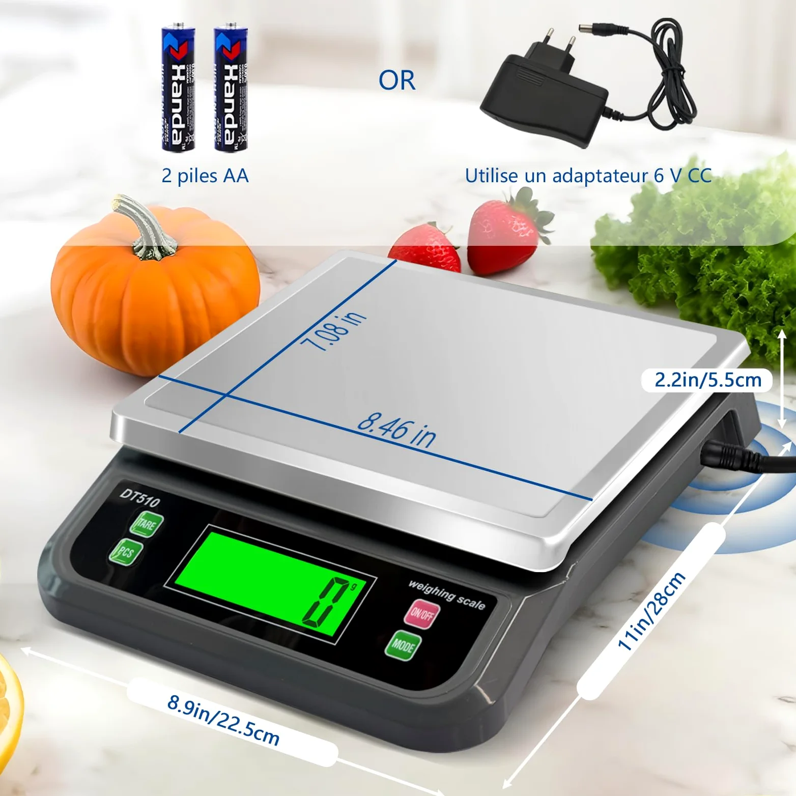 balance cuisine 40kg/1g Balance Professionnelle Acier Inoxydable Balance De Cuisine Professionnelle Avec Pcs Et Tare Fonction Balance Alimentaire Avec éCran LCD Et 6 UnitéS Pour PâTisserie