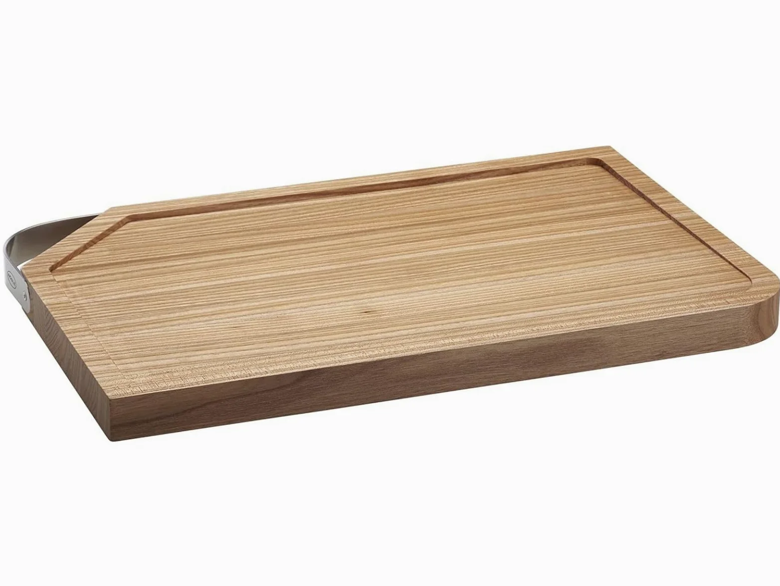 RÖSLE Planche à découper, support de découpe de haute qualité pour la cuisine pour une utilisation universelle, planche à servir, bois d'orme, acier inoxydable 18/10, 36 x 24 cm