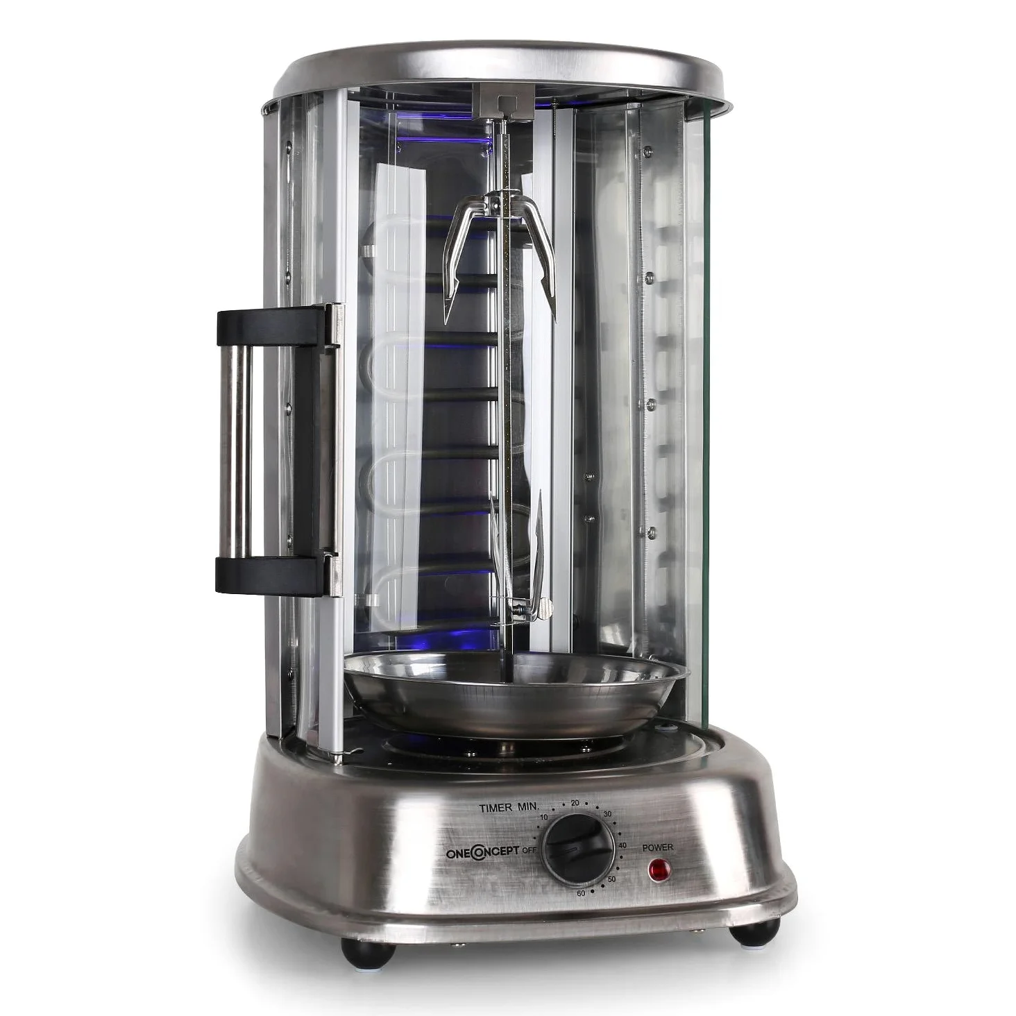 oneConcept Kebap Master - Rôtissoire verticale, Machine à kebab, Grill vertical, puissance max. 1500W (Argent avec Porte)