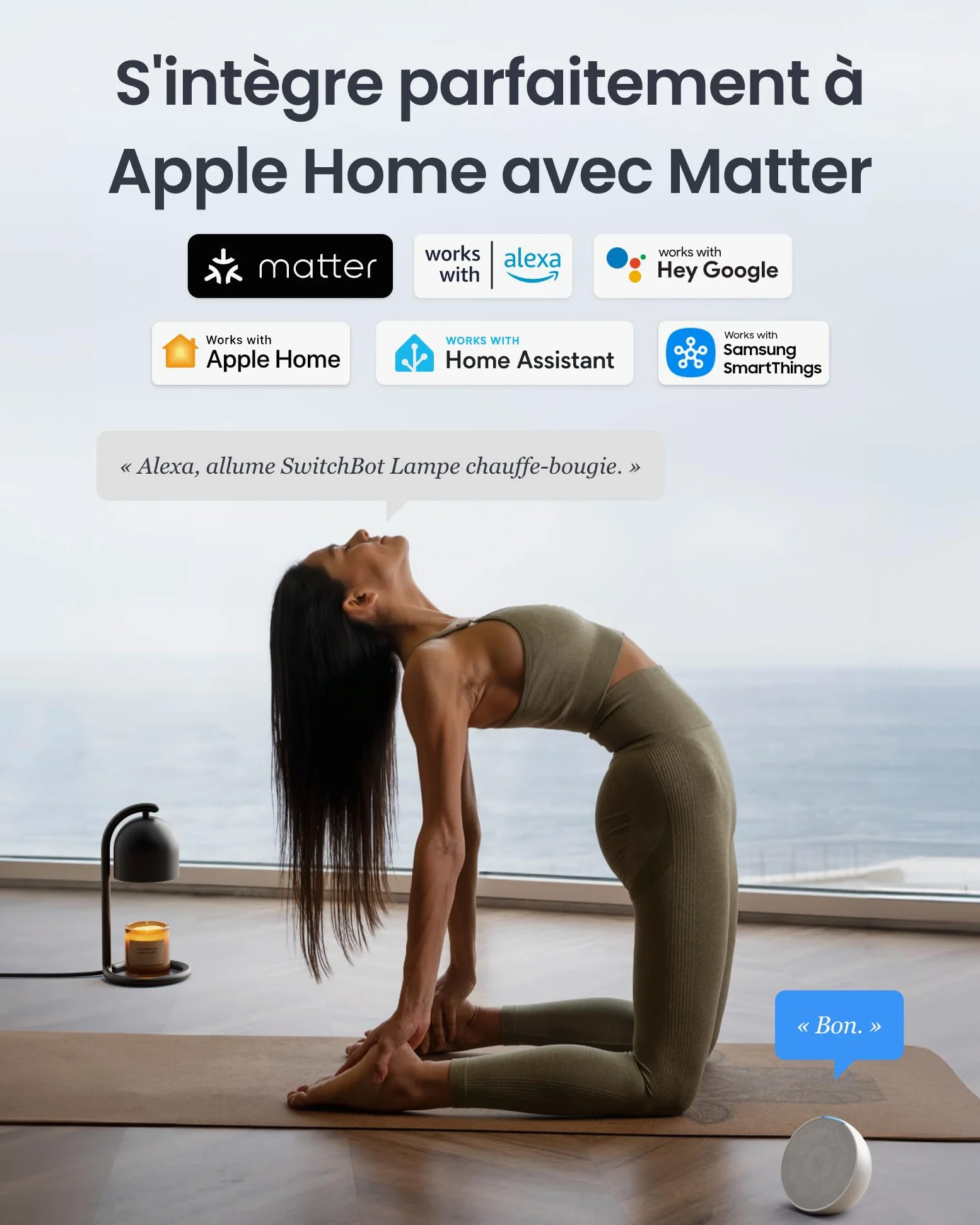 SwitchBot Lampe Chauffe Bougie Intelligente avec Minuterie et Variateur, Candle Warmer Lamp Compatible Matter pour Apple Home & Alexa, Lampe Bougie électrique pour Parfumées Maison, Chambre, Noir