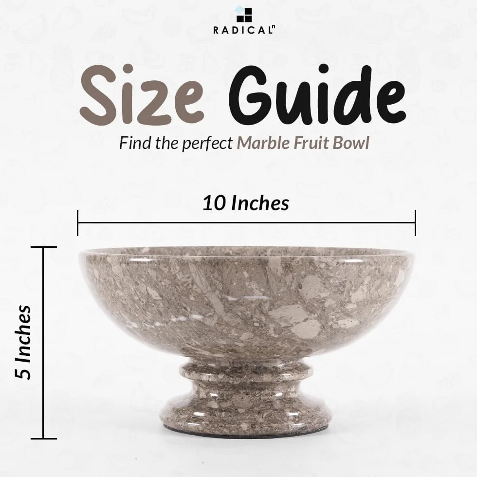 Radicaln Coupe à fruits Marble Oceanic 25 cm, faite main, pour la décoration du comptoir de cuisine, la table à manger et autres accessoires de cuisine