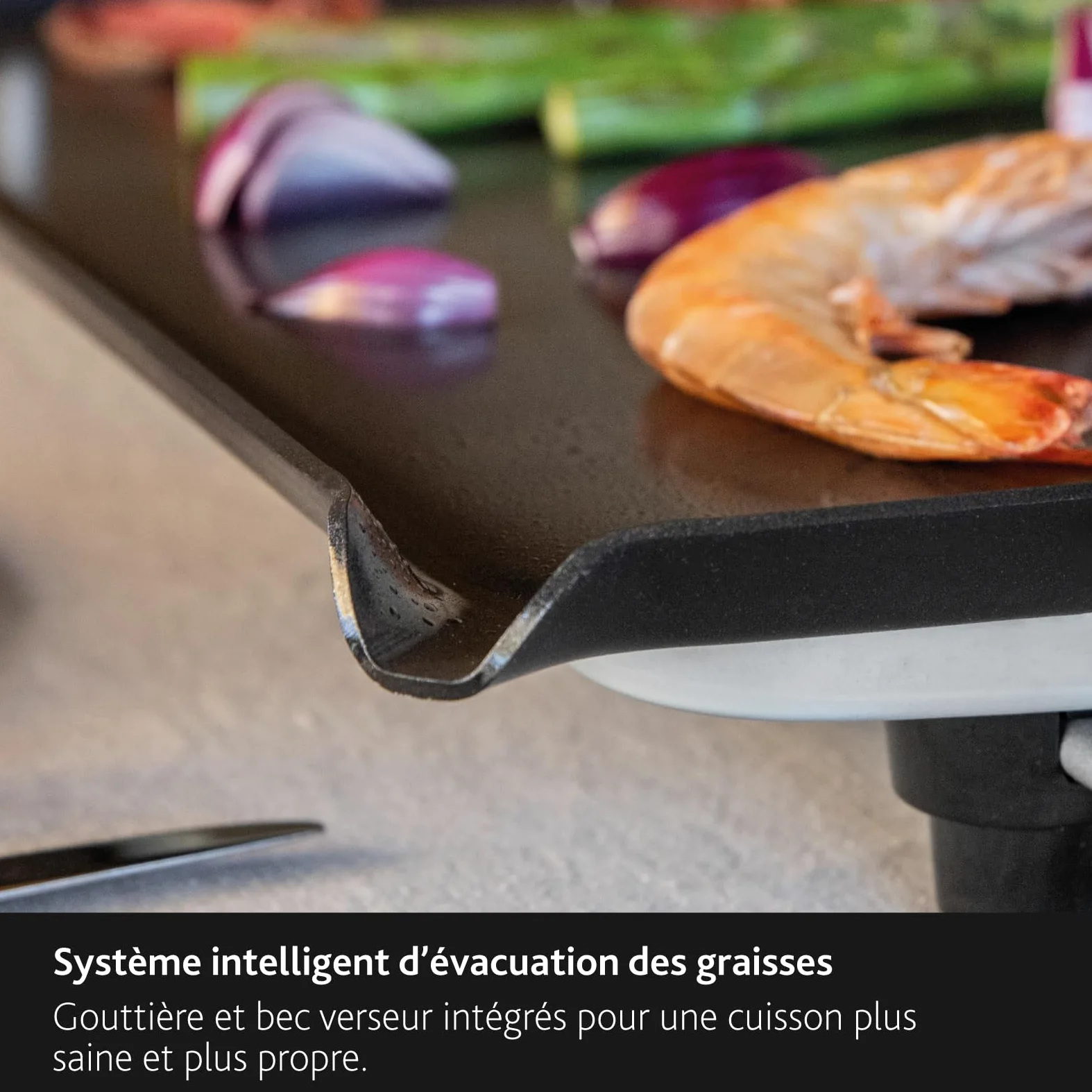 Boska Plancha Électrique Pro – Plaque Teppanyaki 35x56 cm – Revêtement Céramique sans PFAS – Thermostat Réglable – Écoulement des Graisses – Poignées en Chêne – Noir