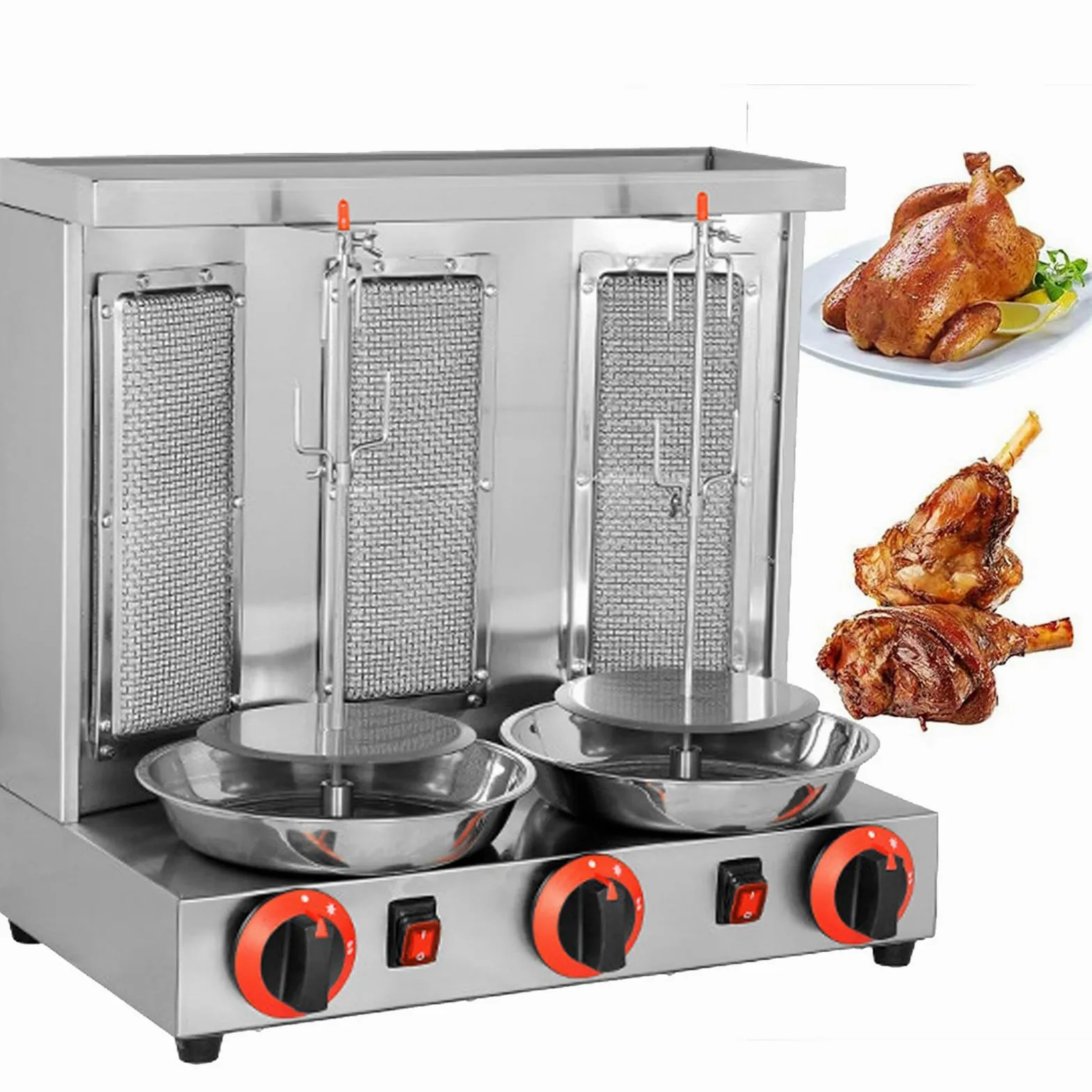 Machine à viande pour barbecue, barbecue à viande vertical, rôtissoire à gaz en acier inoxydable, four à rôtissoire à domicile, machine à kebab Doner avec interrupteur de réglage de la