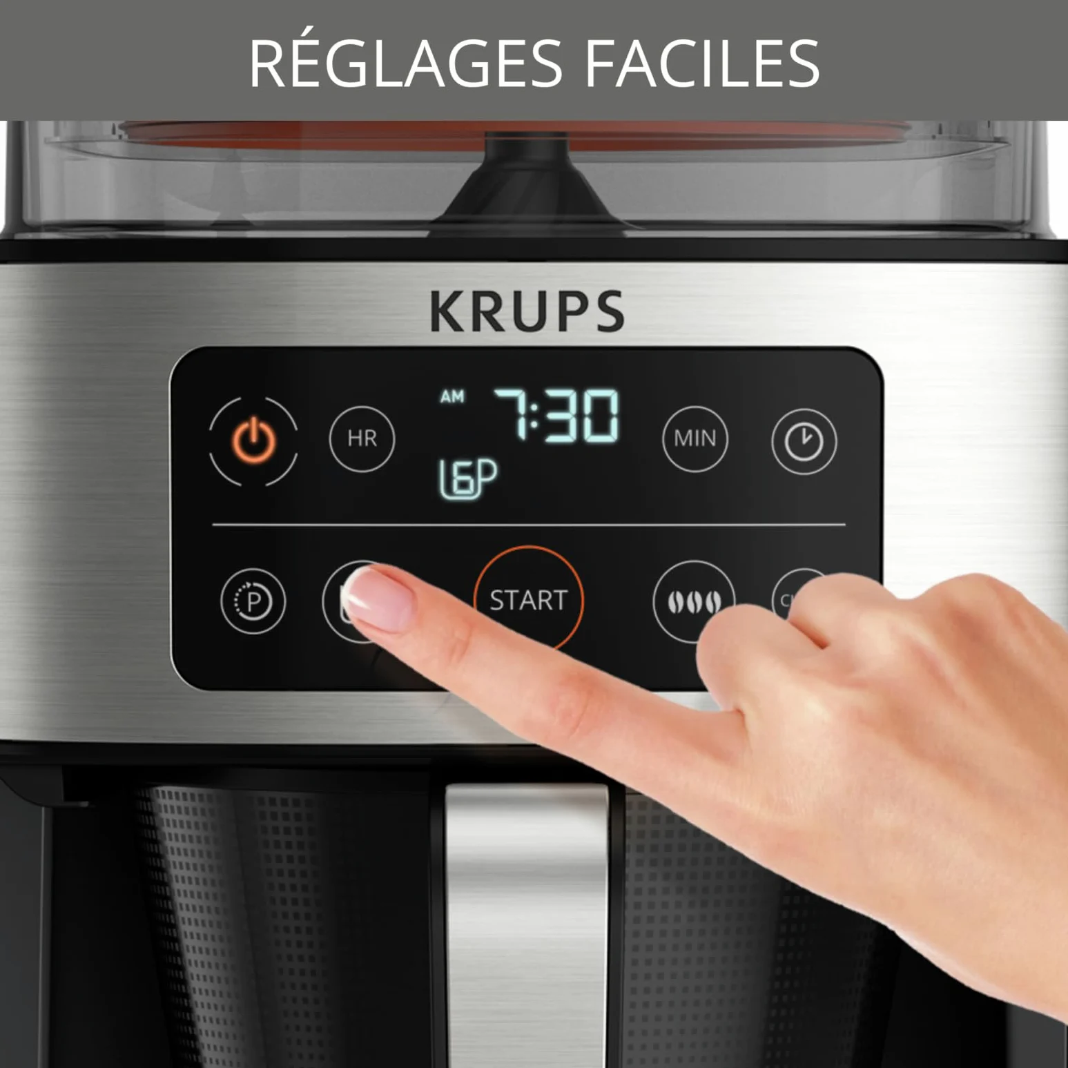 Krups Cafetière filtre Aroma Partner, Bac à café hermétique intégré, Dosages automatiques et précis grâce au système de levier intelligent, 10 à 15 tasses, Capacité 1,25 L KM760D10