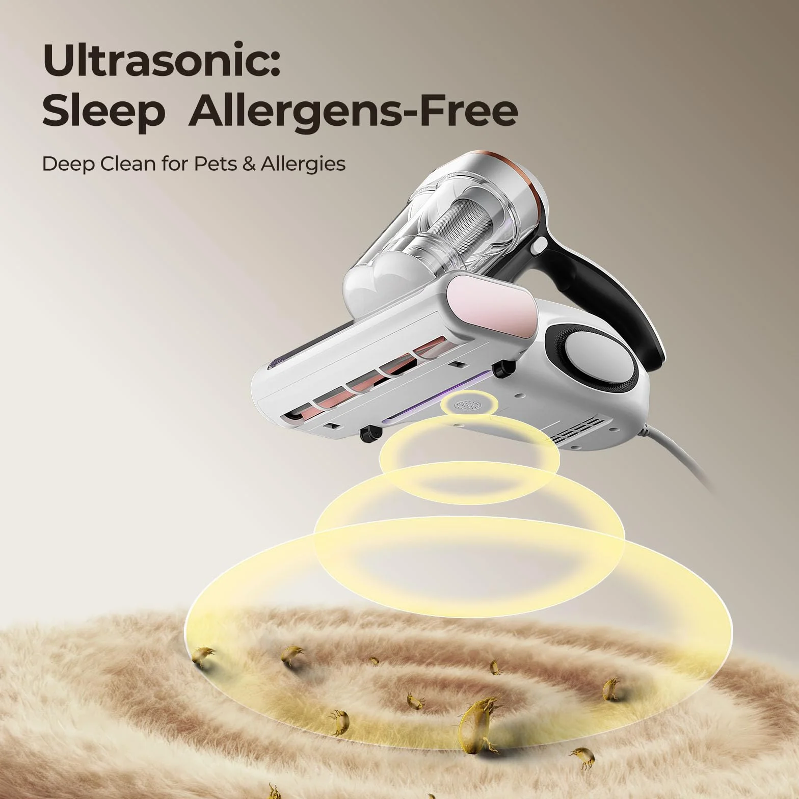 JIGOO J300 Aspirateur Matelas: Anti-Acariens et Poils d'animaux, Capteur Intelligent et Lampe UV, 500W pour Lit et Canapé, Élimine Les Allergènes