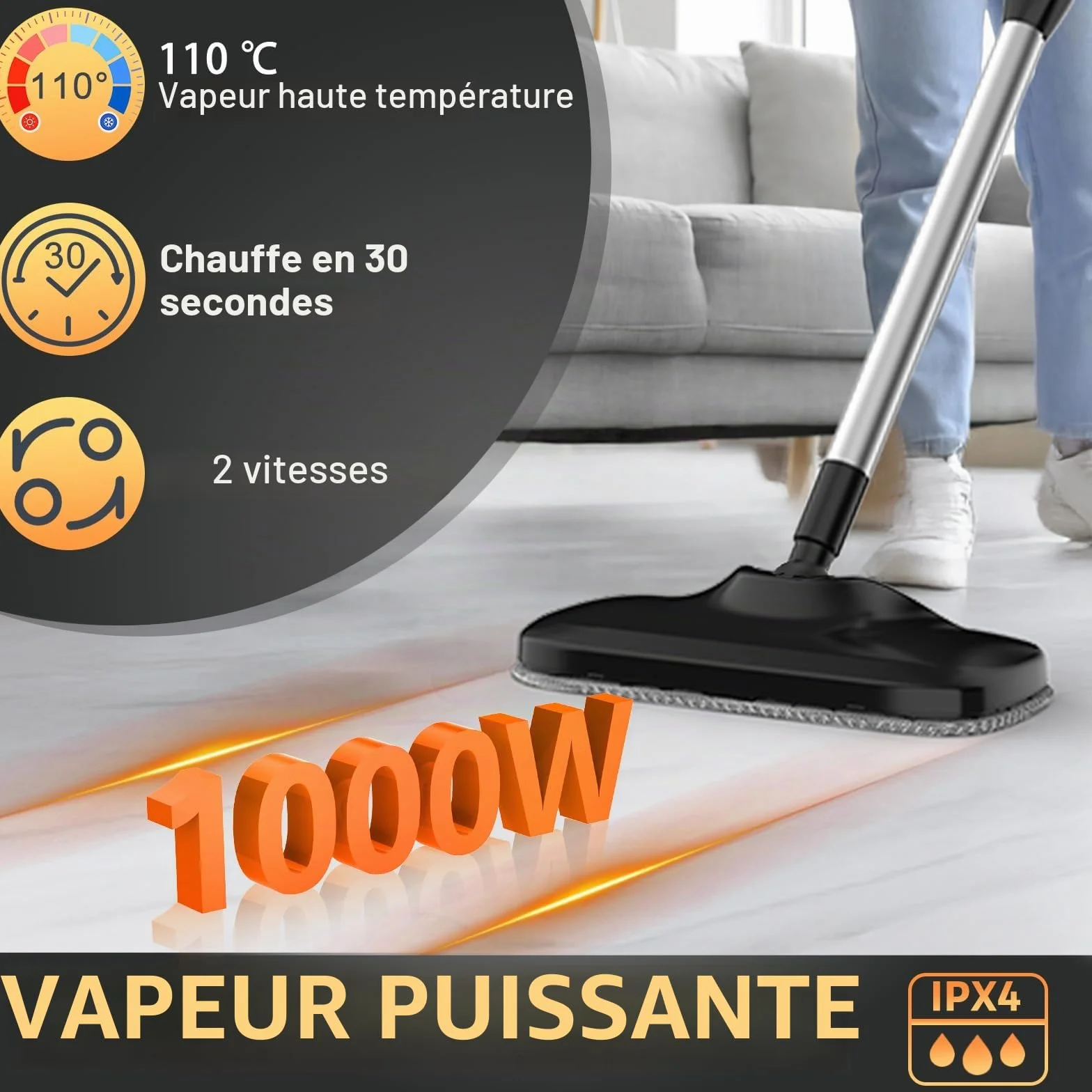 Nettoyeur Vapeur 17 En 1, Balai Vapeur Avec Nettoyeur À Main, Chauffage Rapide 30 S, Nettoyeur Vapeur Haute Pression 1000W, Steam Cleaner Pour Sols, Carrelage, Vitres, Cuisine, Salle De Bain