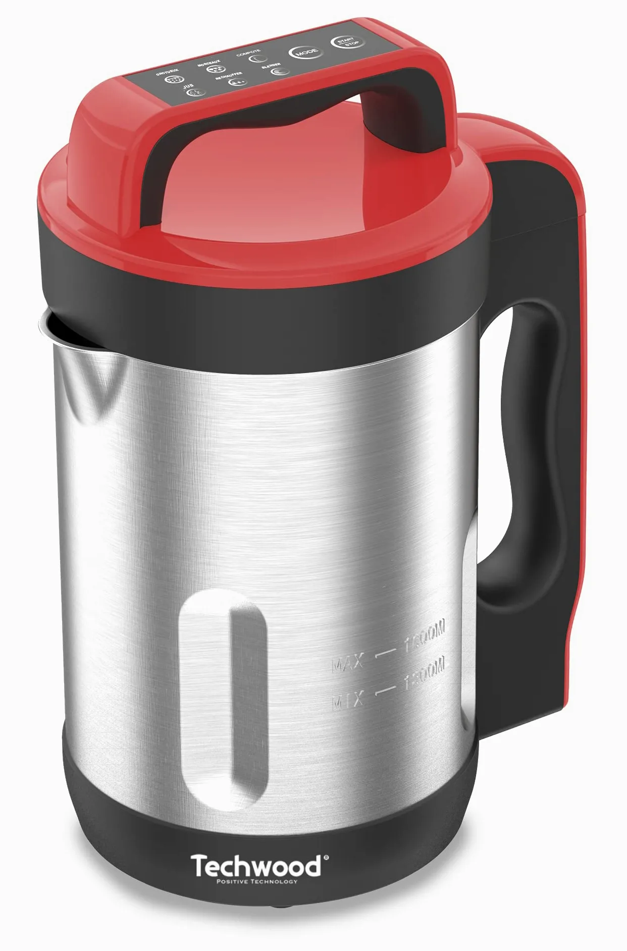 Techwood TSM-1655 Blender Chauffant Capacité 1.6L Soupe Velouté Compote Maintien au Chaud 1000W Inox