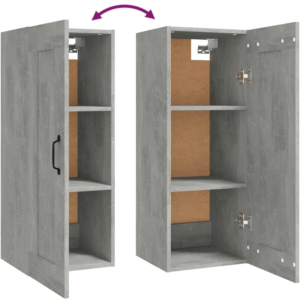vidaXL Armoire Suspendue Meuble de Rangement Armoire Murale Meuble de Chambre à Coucher Salon Intérieur Gris Béton 35x34x90 cm Bois d'Ingénierie