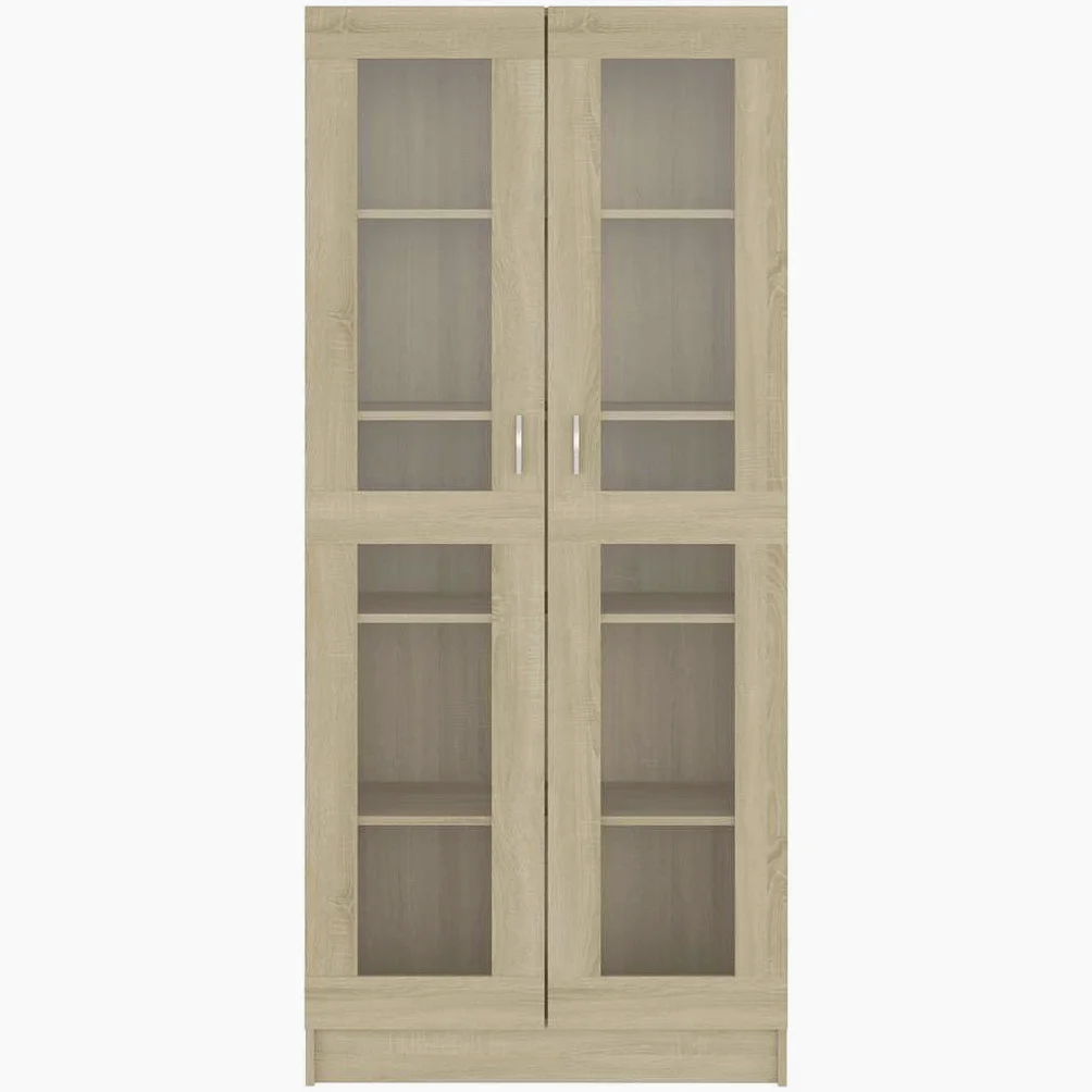 vidaXL Armoire Vitrine, Meuble de Rangement avec Compartiment, Étagère de Salon Salle de Séjour Chambre Intérieur, Chêne Sonoma Bois d’Ingénierie