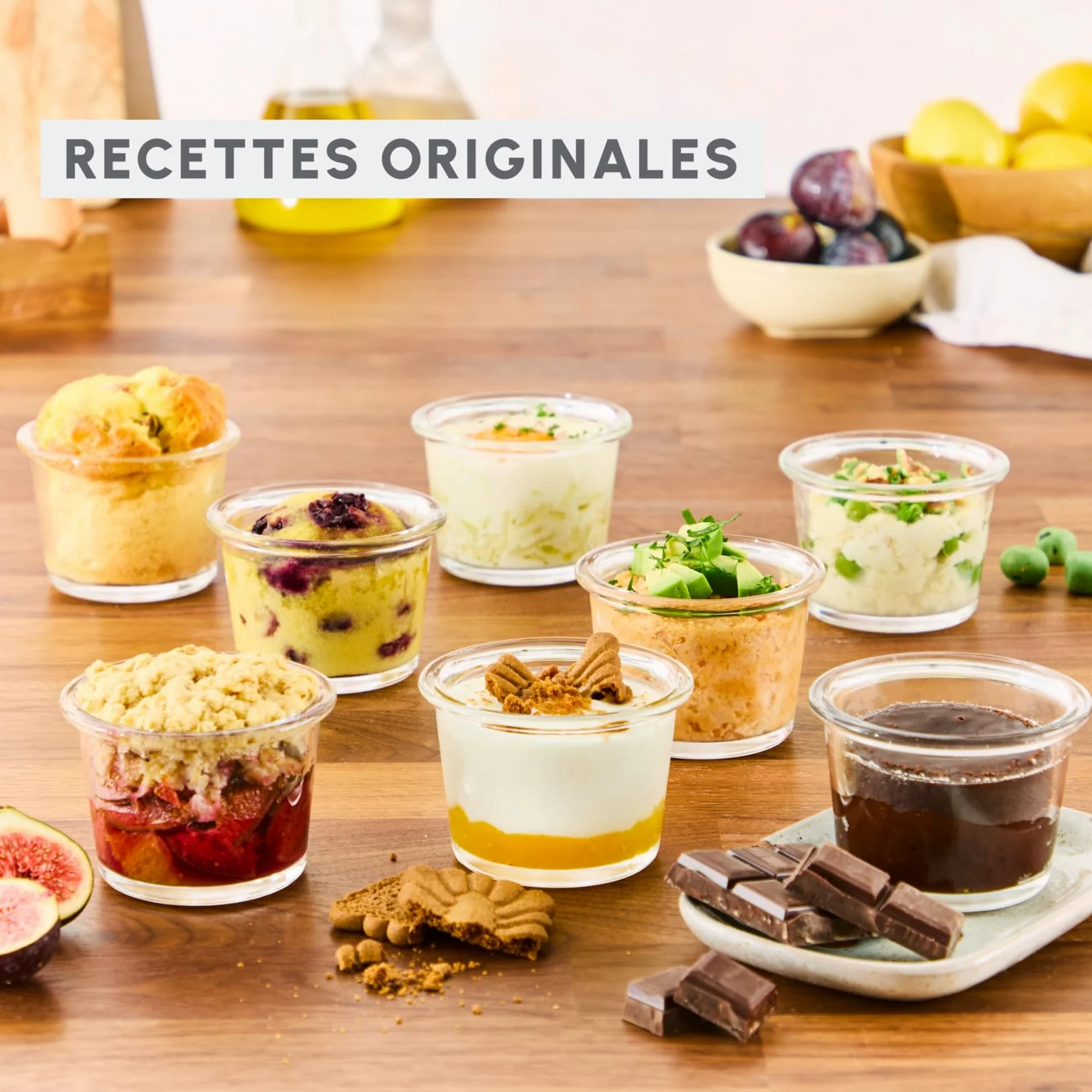 Moulinex Kit de 8 verrines superposables, Cookeo, Couvercles, Entrées, Yaourts et desserts, XA6140E0