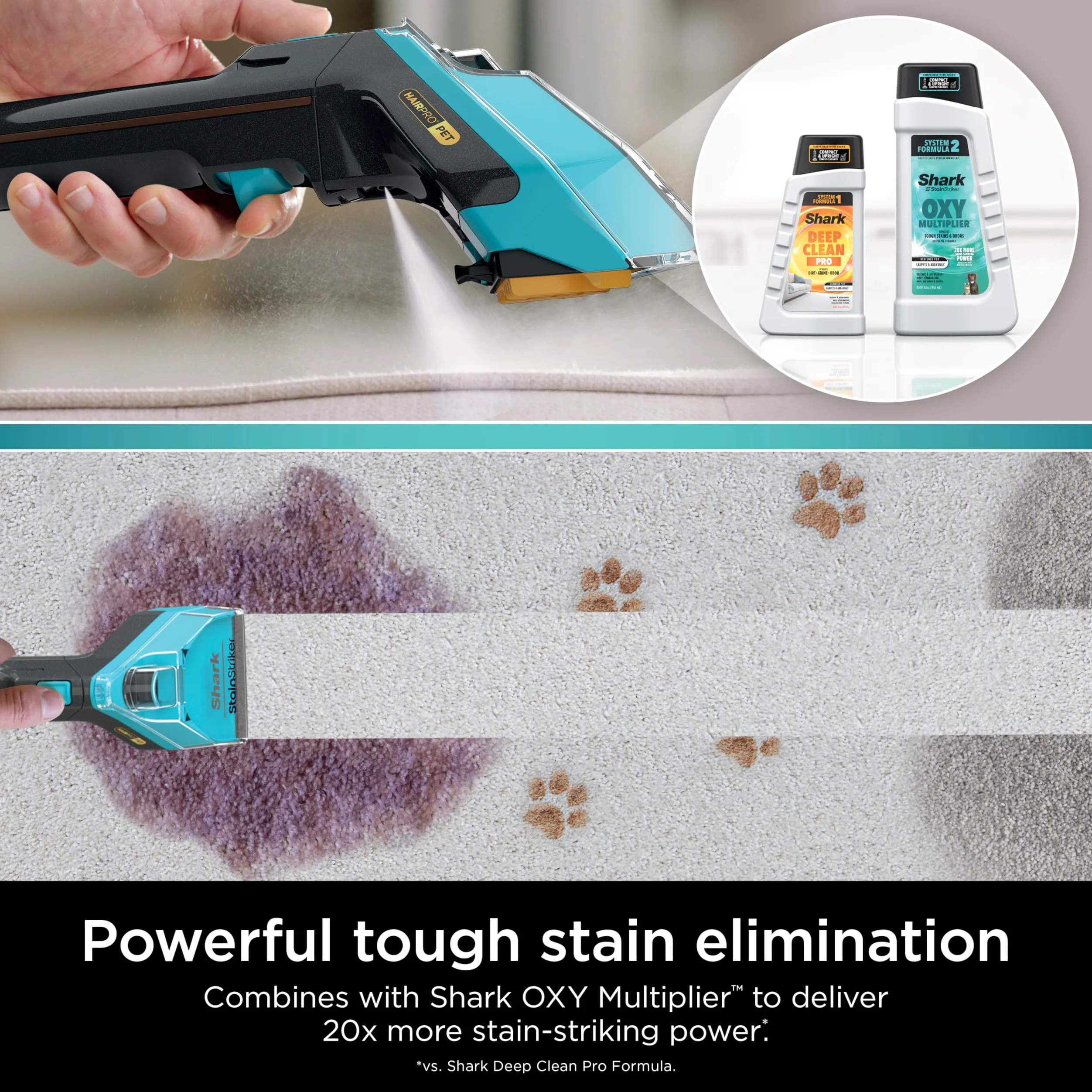 Shark EXCM48 CarpetXpert Deep Clean Pro Formula pour nettoyeurs de tapis Shark verticaux et portables, formulée pour tous les tapis, tissus d'ameublement et tapis, élimine les saletés et les odeurs