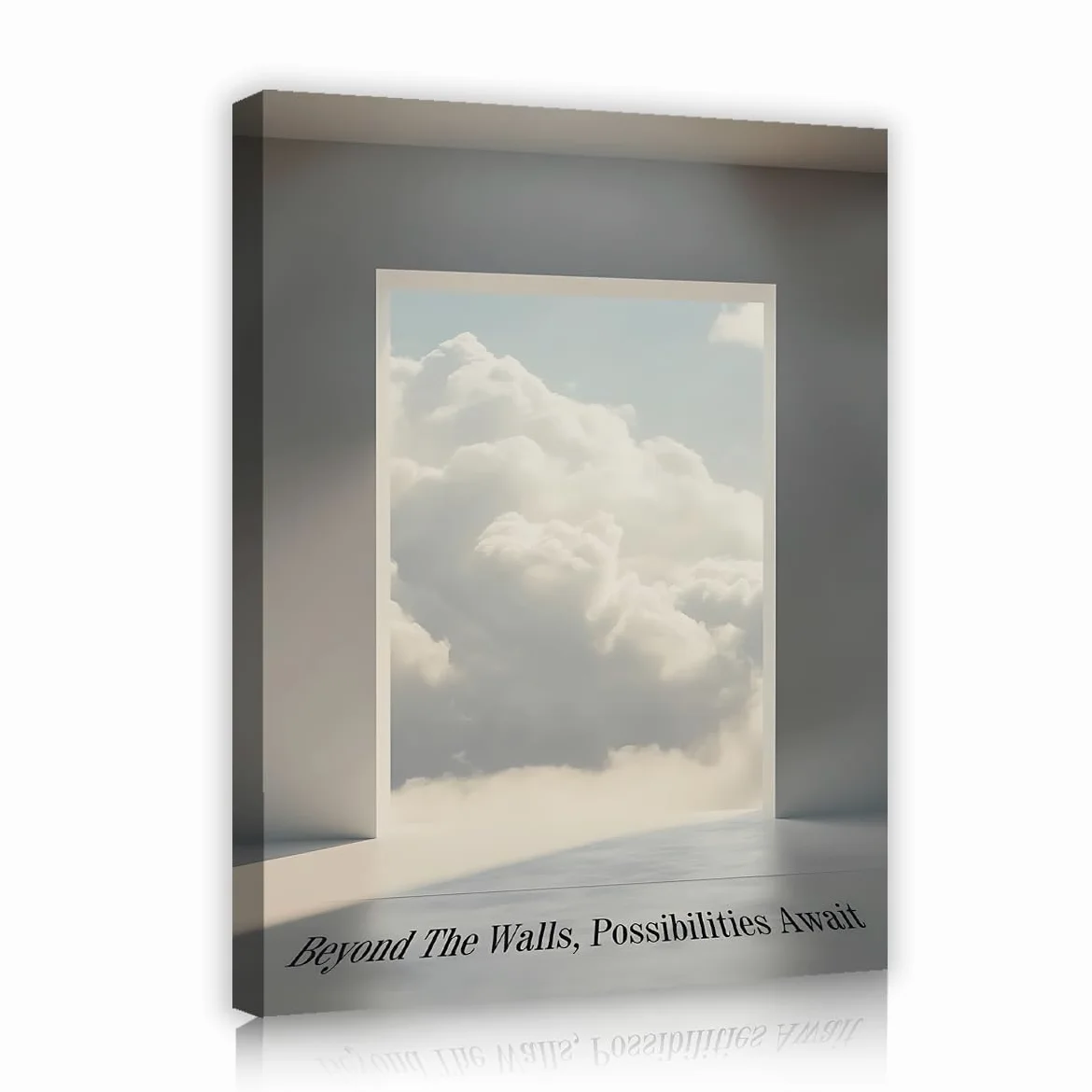 Via Vela Toile minimaliste de fenêtre du ciel art murale encadrée paysage nuage affichage de l’affiche citations inspirantes fresque pour salon décoration de bureau à domicile 75x100cm