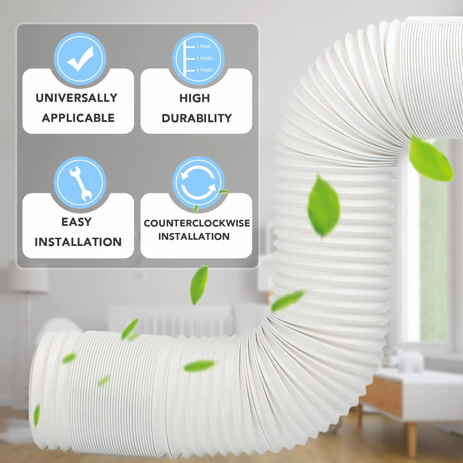 Tuyau Climatiseur Mobile, Rallonge Tuyau Gaine Évacuation Climatiseur Mobile Flexible d'évent JVISION de 130 mm/150 mm Pouces de Diamètre (Diamètre Extérieur 15cm x Longueur 3M)