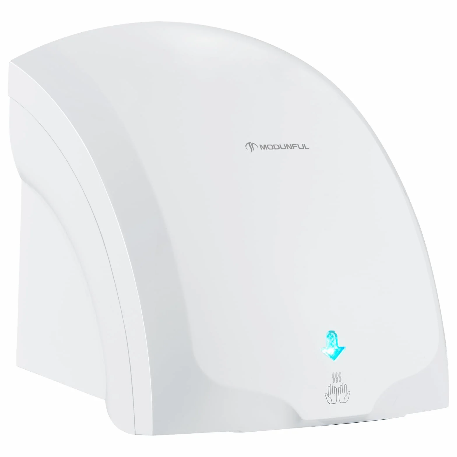 modunful Sèche-mains automatique mural Avec lampe témoin, séchage par vent chaud et froid, compact classique Commercial 220V 2000W Blanc