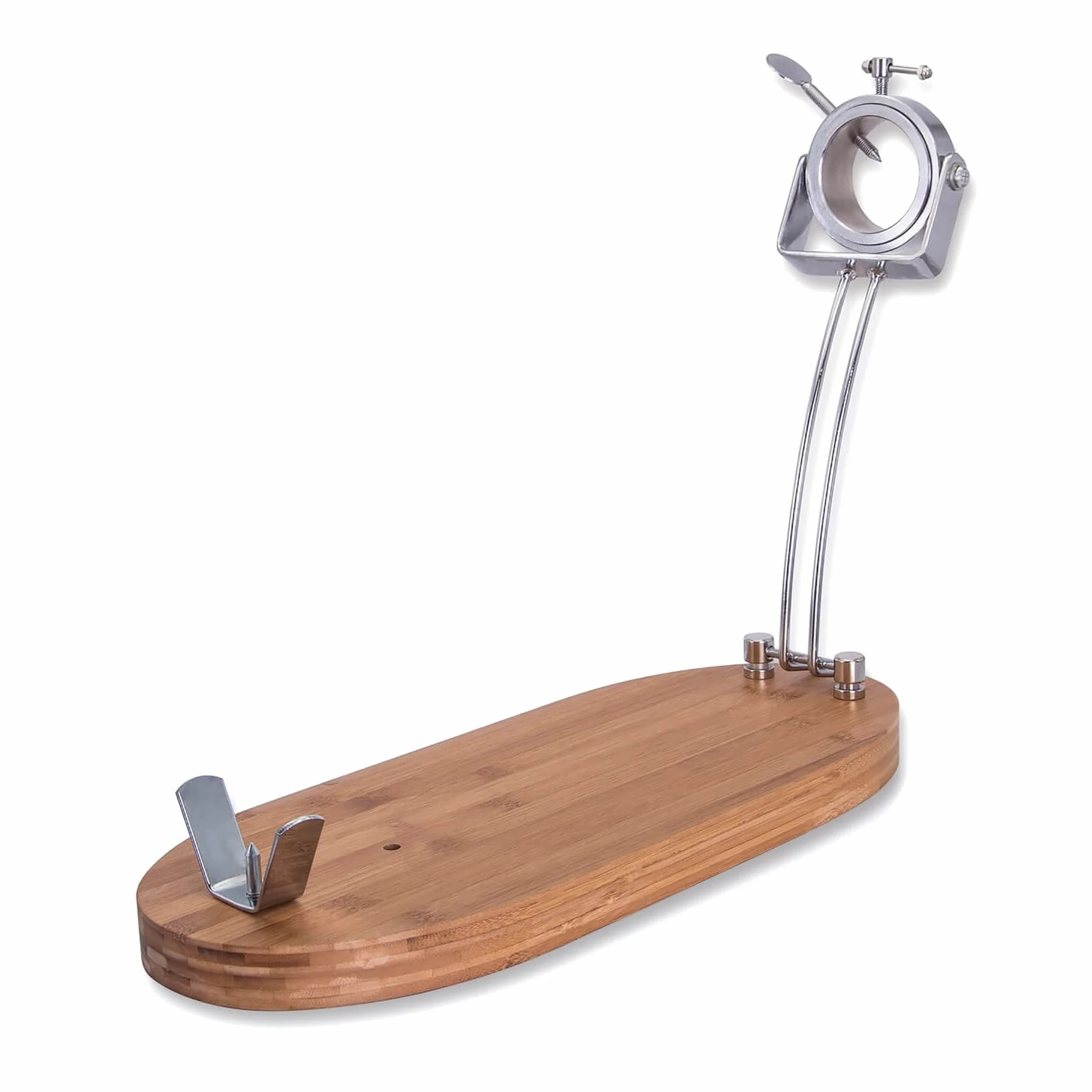 3 CLAVELES Support à Jambon Pliable pivotant 2 Positions en Bois et Acier Inoxydable 47 x 18