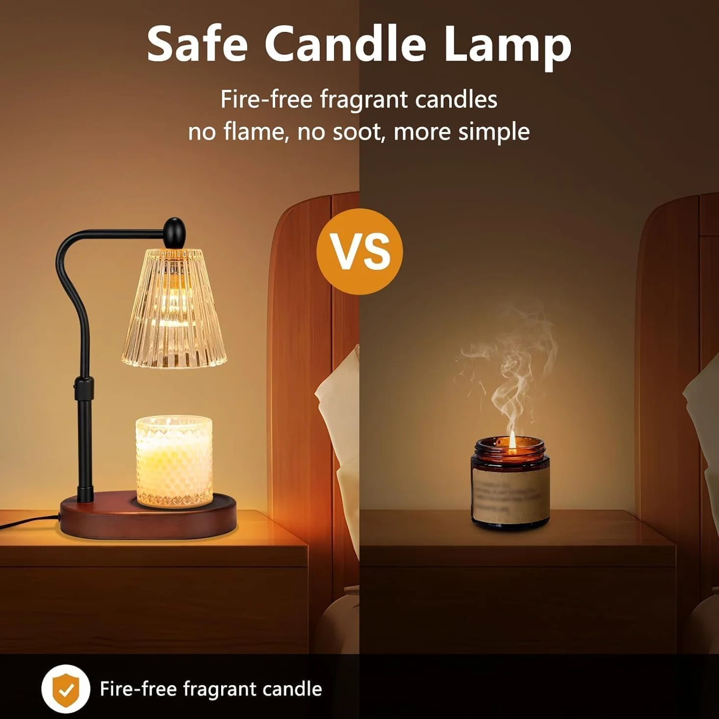 Loowoko Lampe Chauffe Bougie, Chauffage Bougie avec Minuterie et Variateur,Réglable en Hauteur,avec 2 Ampoules,Candle Warmer Lamp pour Bougies Parfumées en Verre, Maison, Chambre, Décoration