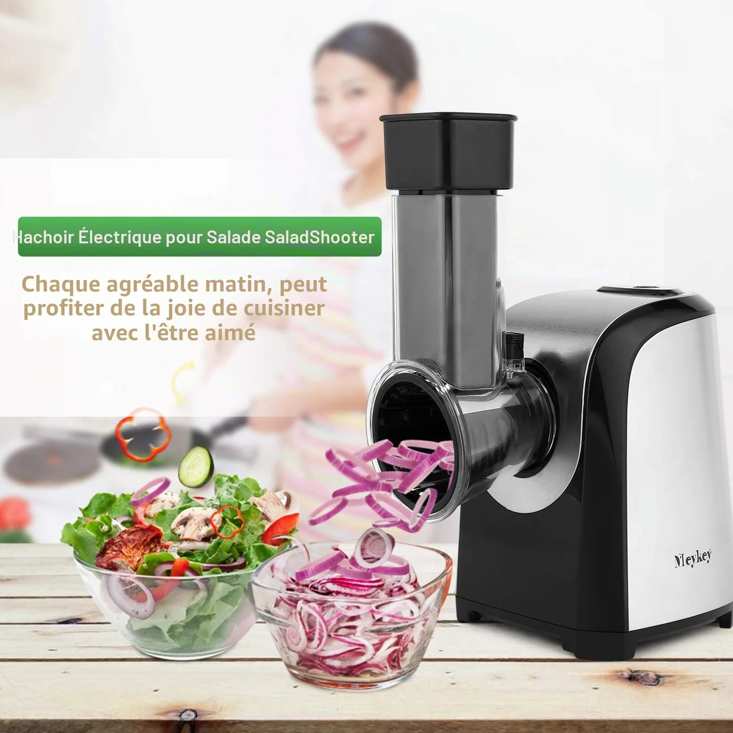 Râpe électrique de légumes et de fruits, coupe-légumes 150 W, coupe-légumes électrique avec 5 accessoires en acier inoxydable cylindres, pour légumes pommes de terre oignon