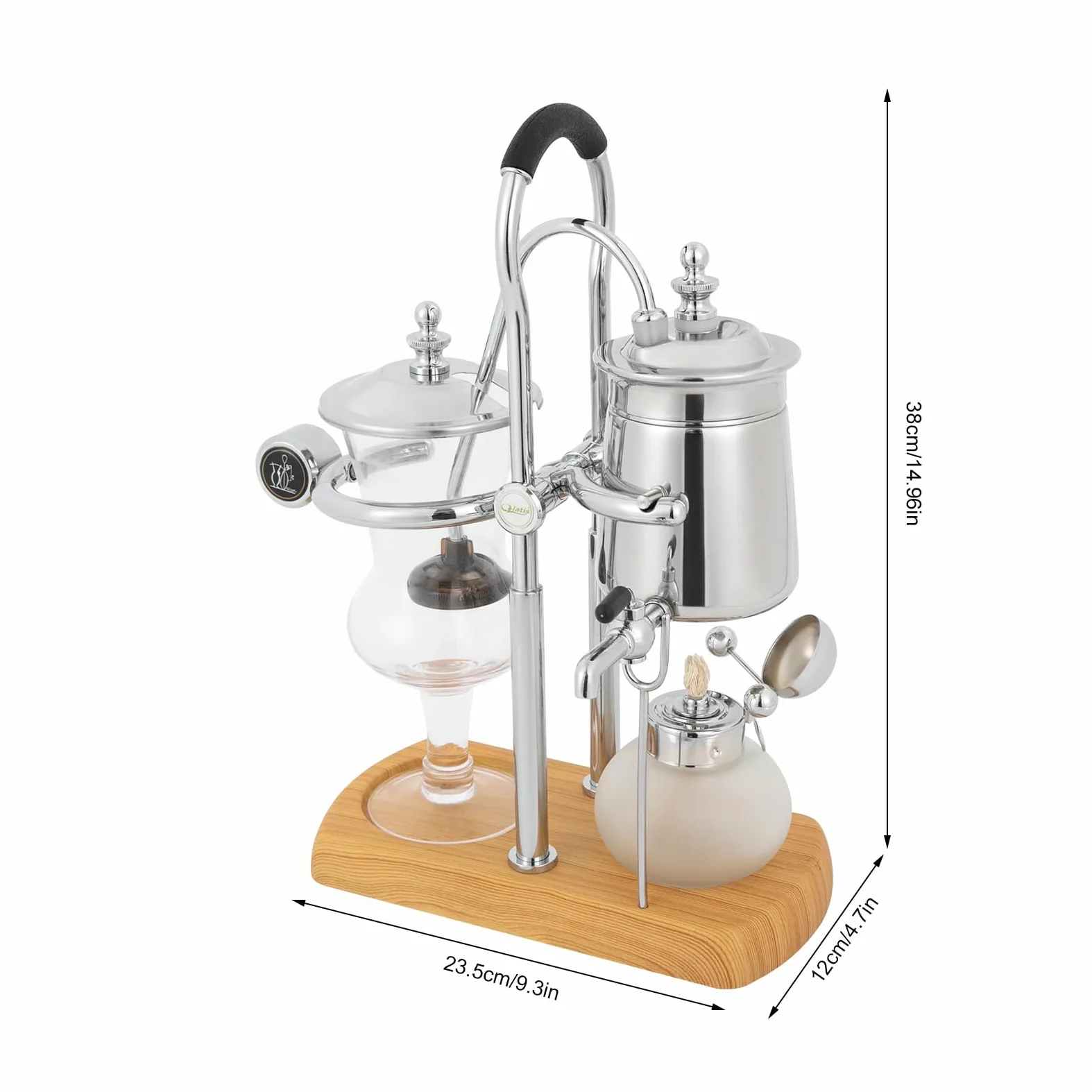 Syphon Machine à café Cafetière avec siphon Belgique Belgique Family Balance Siphon avec verre doseur et cuillère 23,5 x 12 x 38 cm