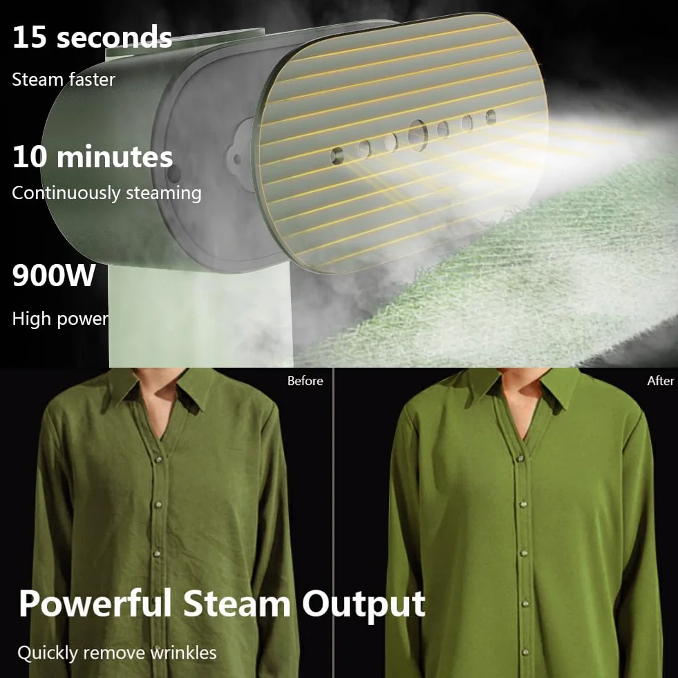 Nexdoo G6 Défroisseur vapeur,Cuiseur vapeur pour vêtements, portable 2 en 1 pour vêtements 0,7 kg légèrement, 10 minutes de vapeur continue, cuiseur vapeur léger 900 W pour les voyages et la maison