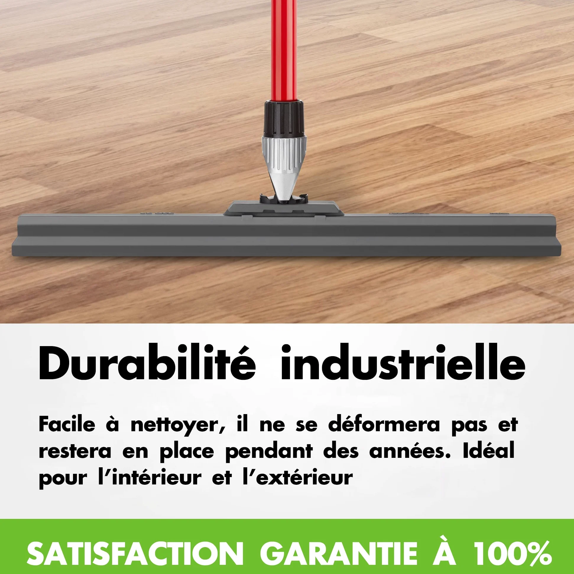 Tyroler Balai Raclette Sol Extérieur Terrasse | Tête de 45 cm 100% Silicone | 4 Parties de 140 cm de Long | Idéal pour Toutes Les Surfaces | Raclette Douche Sol | Raclettes Professionnelle