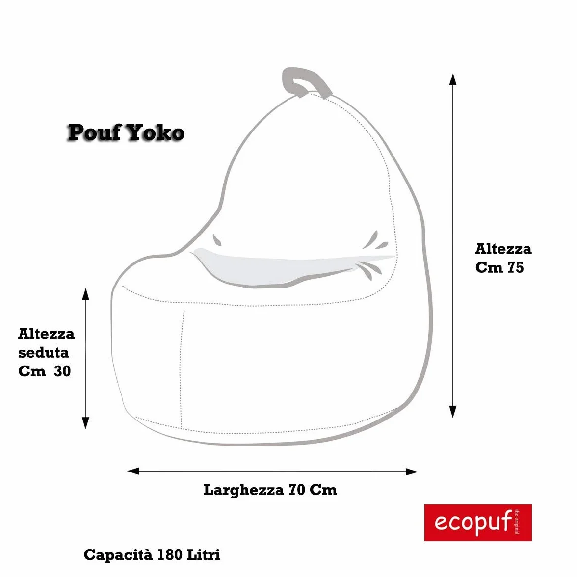 Ecopuf Yoko - Pouf en Cuir synthétique avec Fermeture éclair Anti-Perte