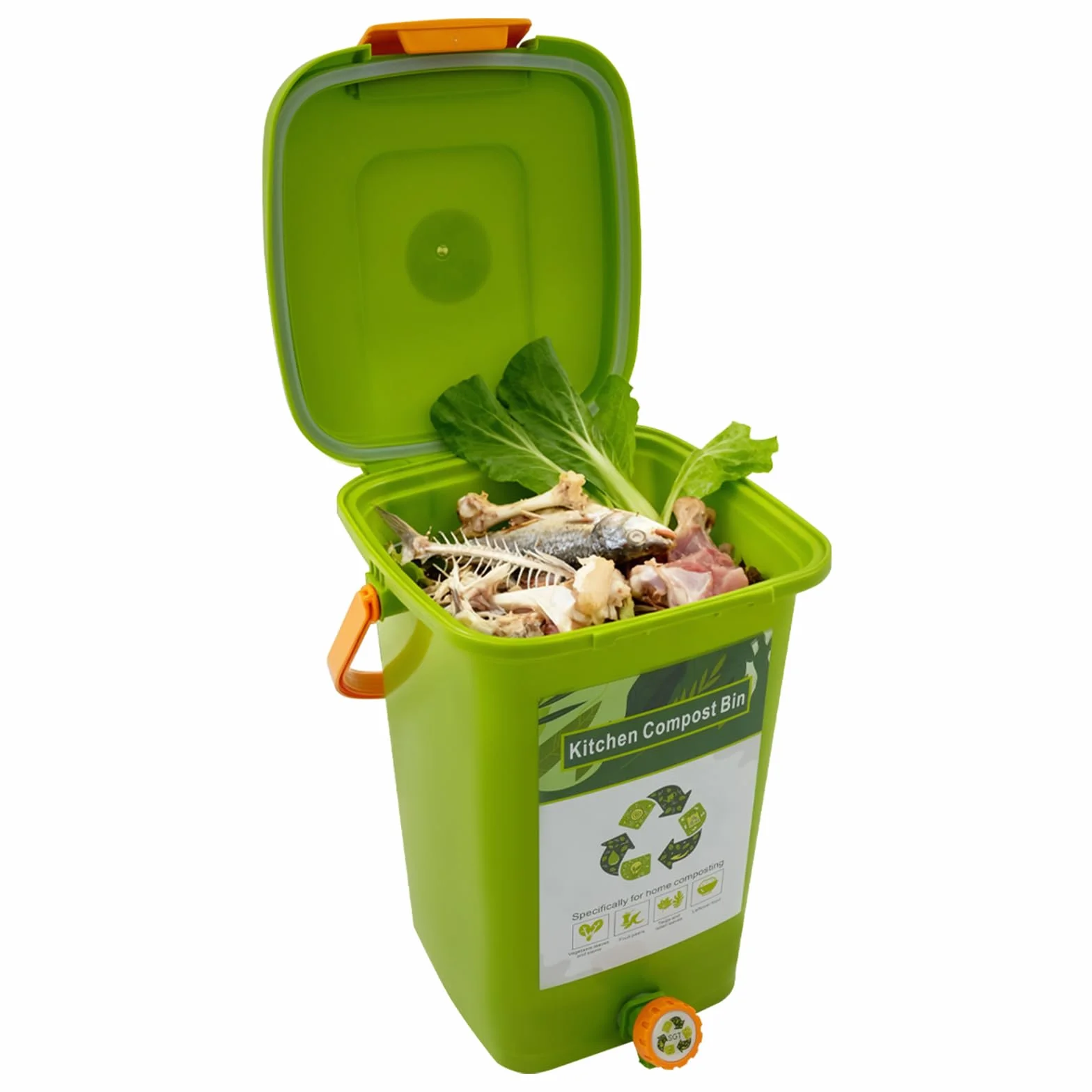 Poubelle bio de cuisine 10 l/15 l/20 l, seau bio avec double couvercle, poubelle à compost anti-odeurs pour déchets et recyclage, bac à compost pour plan de travail, balcon et jardin (15 l)
