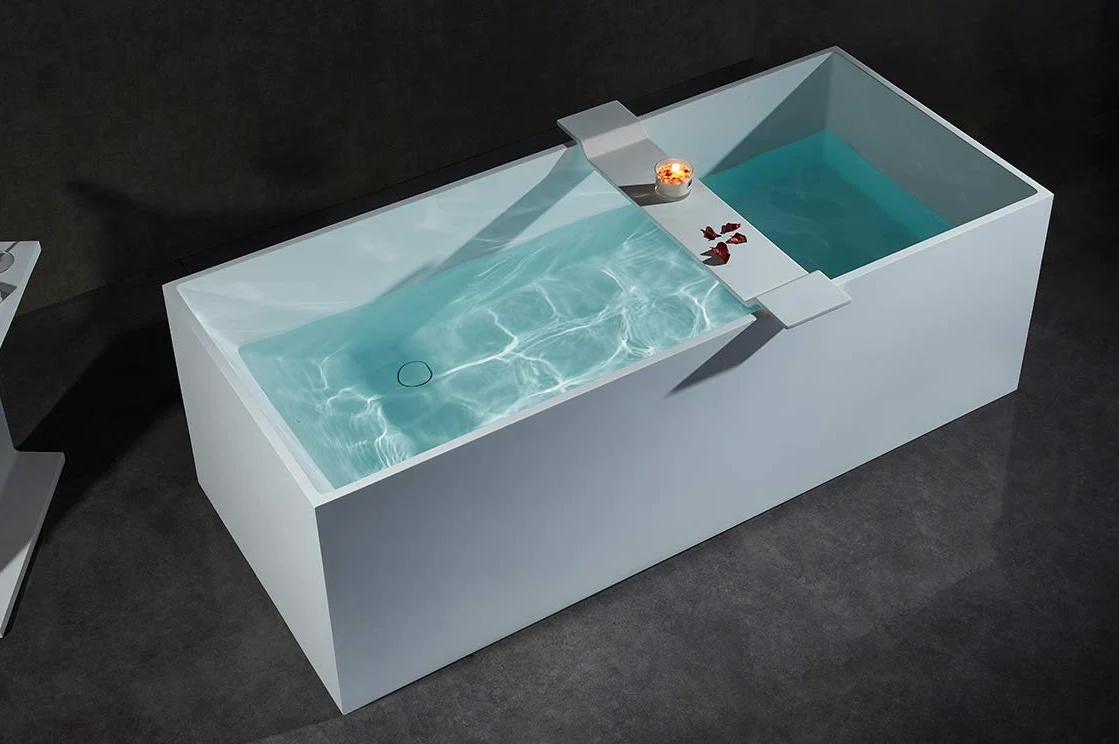 BERNSTEIN - Plateau de baignoire, Tablette Bain, Pont Baignoire en fonte minérale 85x16cm Blanc mat - PB4208