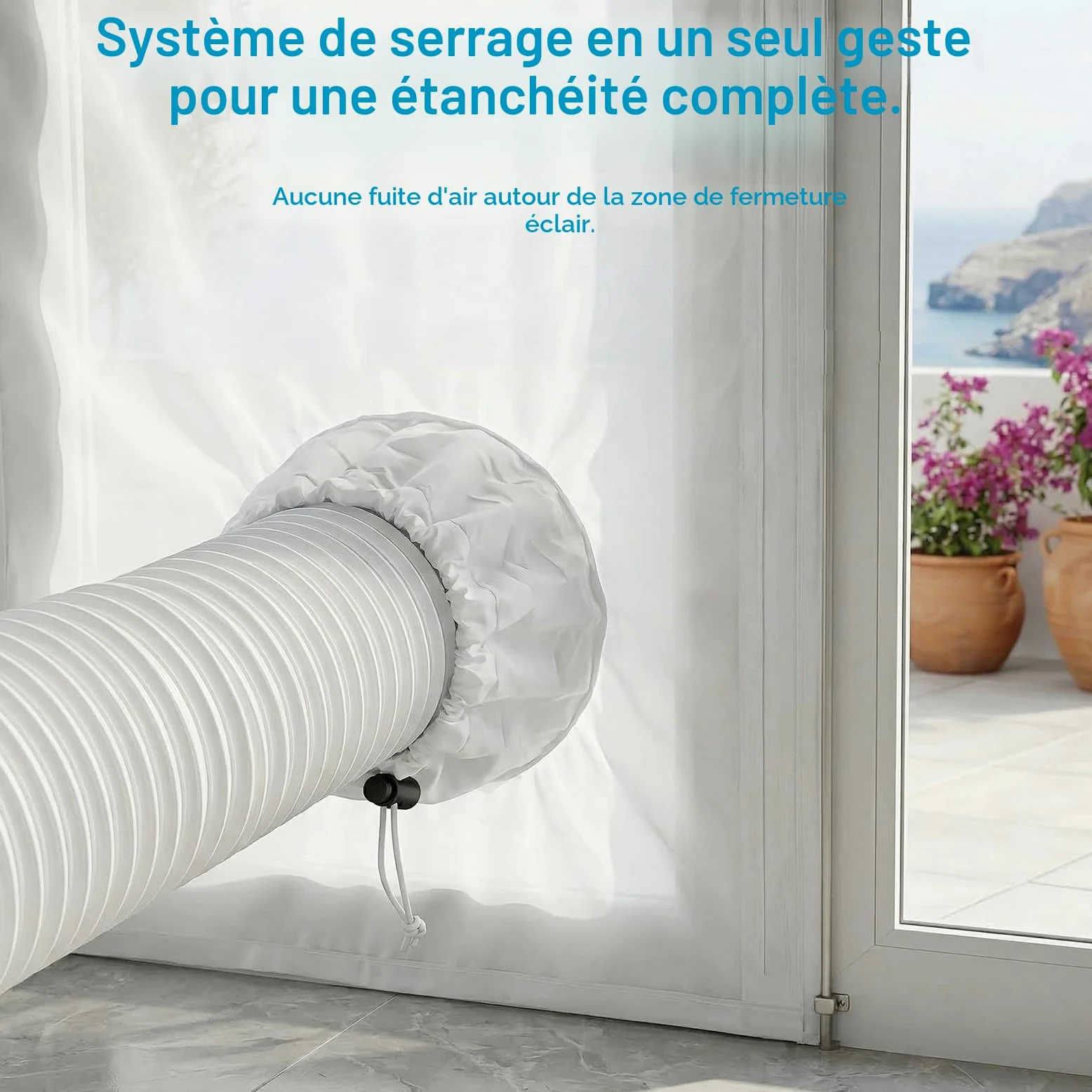Kit d'Étanchéité Porte et Fenêtre pour Climatiseur Mobile Qoosea - 90x210cm avec Passage à Cordon et 7m de Bandes Adhésives pour Portes Coulissantes et Fenêtres
