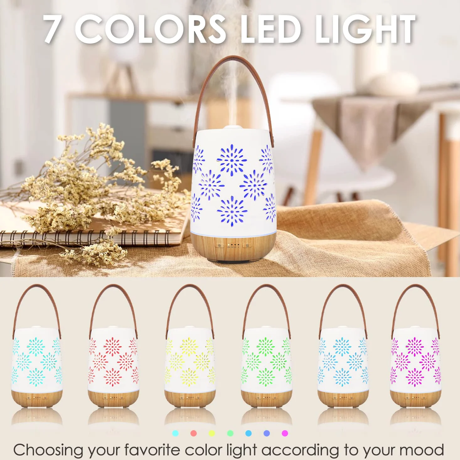 SALUBRITO Diffuseur d'arômes en céramique pour huiles essentielles, diffuseur d'aromathérapie rechargeable sans fil avec batterie, diffuseur portable, lampe aromatique automatique pour l'extérieur, le