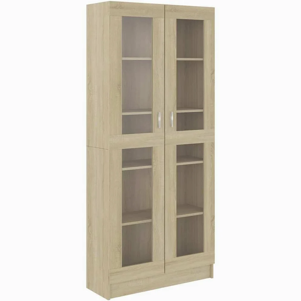 vidaXL Armoire Vitrine, Meuble de Rangement avec Compartiment, Étagère de Salon Salle de Séjour Chambre Intérieur, Chêne Sonoma Bois d’Ingénierie