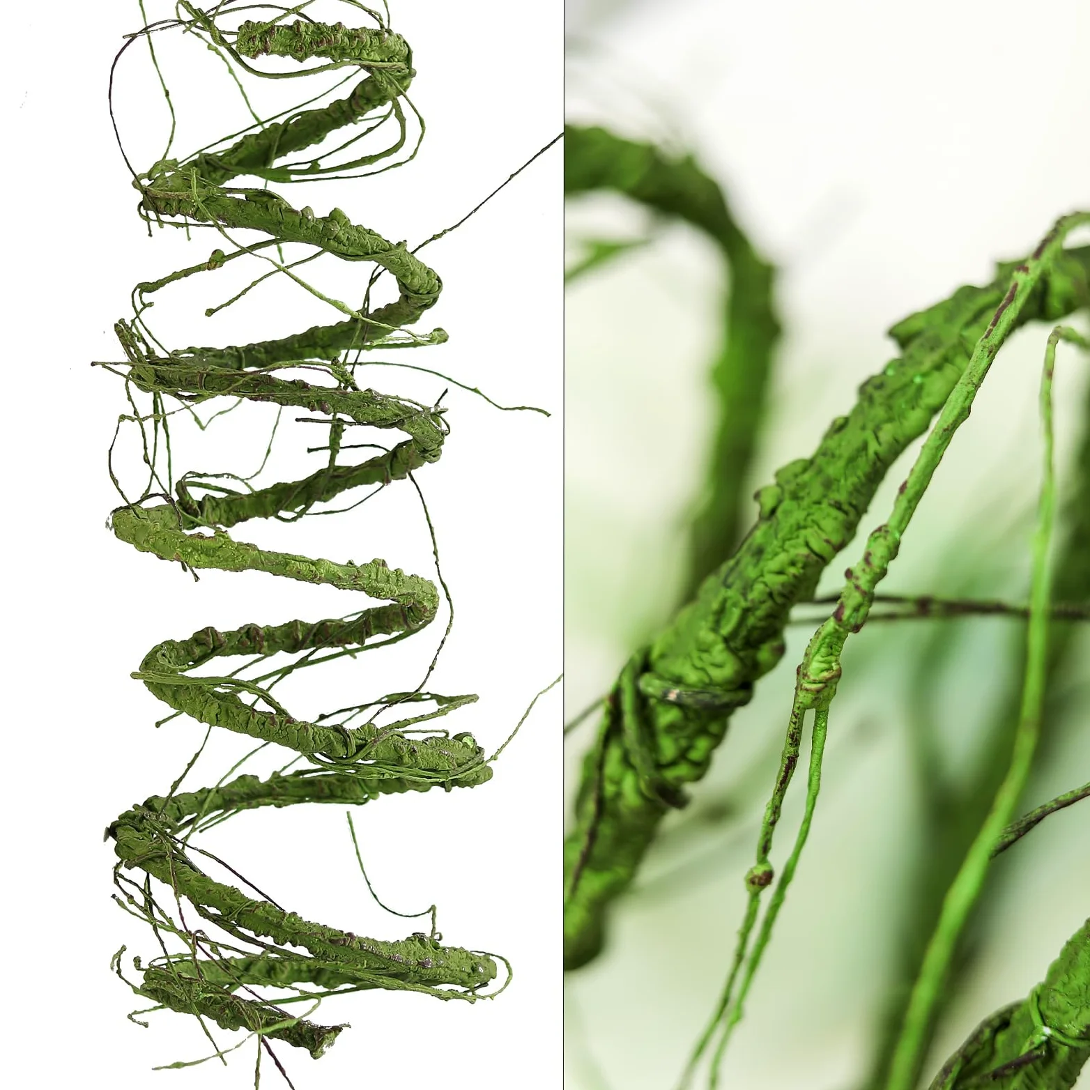 3m Guirlande d'osier Artificielle Flexible imitant Un Tronc d'arbre, ornée de Fleurs de Cerisier et de Vigne. Idéale pour décoration Murale, Porte d'entrée ou Terrarium pour Reptiles. (Vert)
