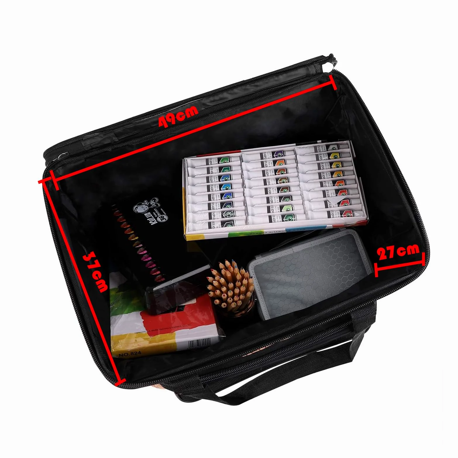 YJZQ Sac Besace pour Kit d'artist Portfolios Artiste Trousse géante pour Fournitures artistiques Sacoche Mallette Peinture Boîte Rangement rétro Style Journalistique
