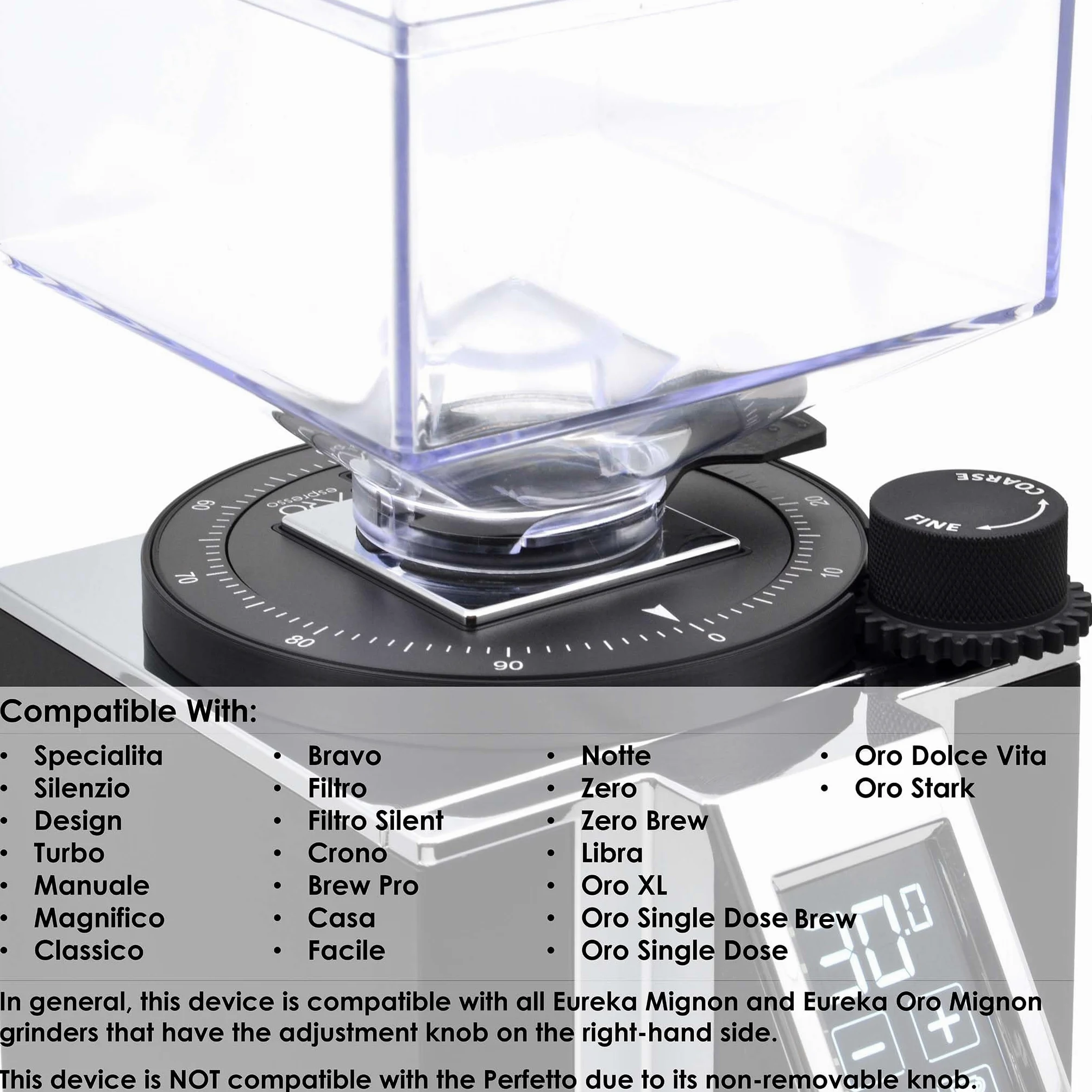 ARO Espresso Cadran de réglage du broyeur en aluminium pour Eureka Mignon - Bouton en aluminium massif - Réglages sans effort