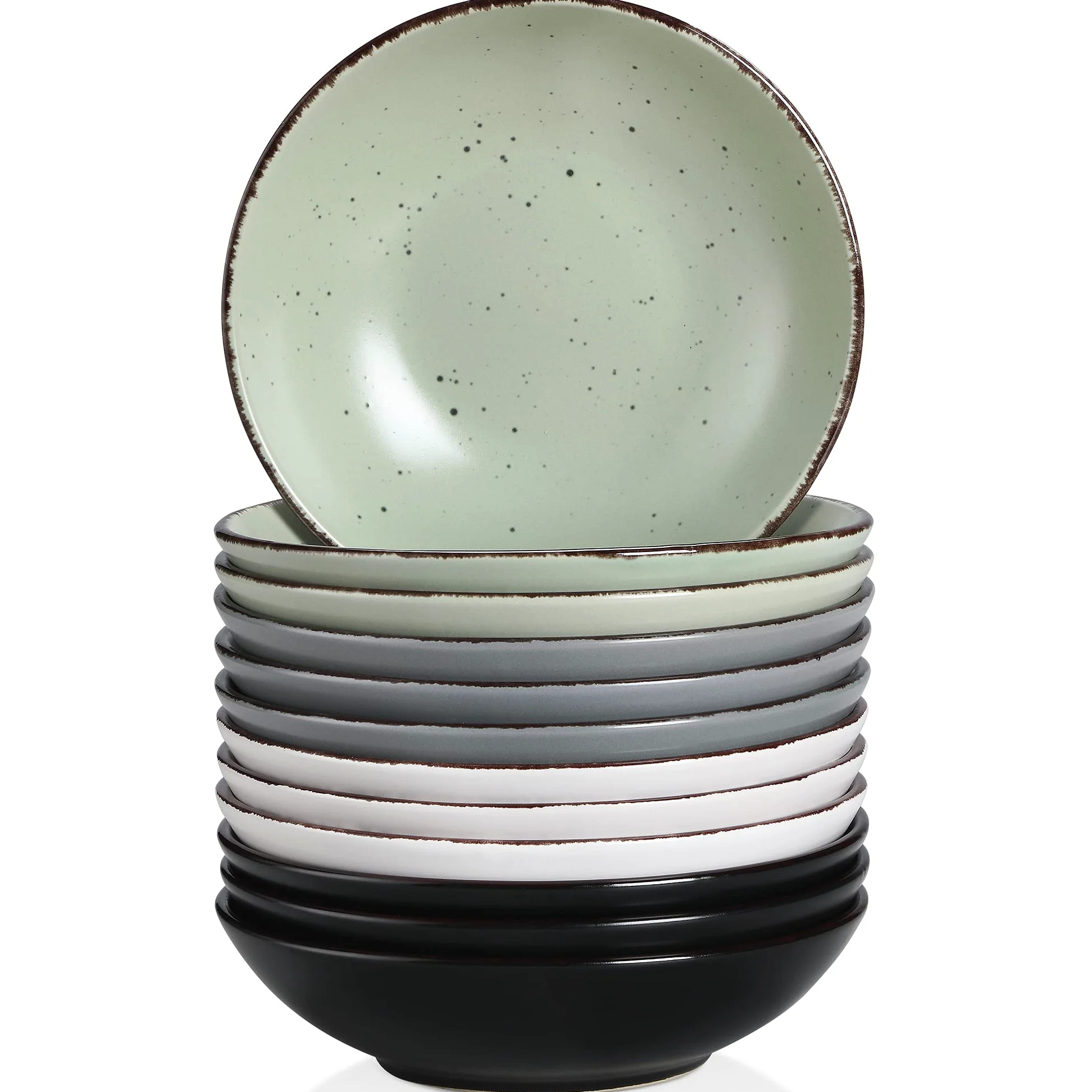 vancasso, Série Moda, Assiette Creuse en Céramique, Assiette à Soupe Saladier - 12 Pièces