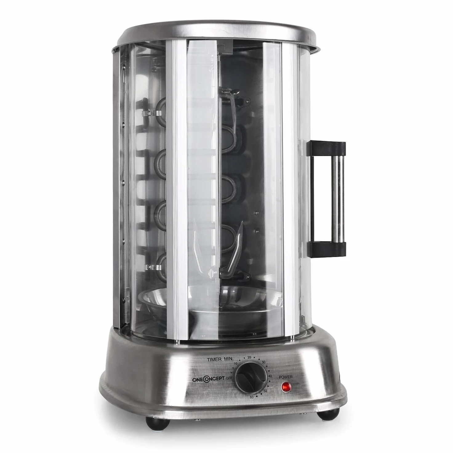 oneConcept Kebap Master - Rôtissoire verticale, Machine à kebab, Grill vertical, puissance max. 1500W (Argent avec Porte)