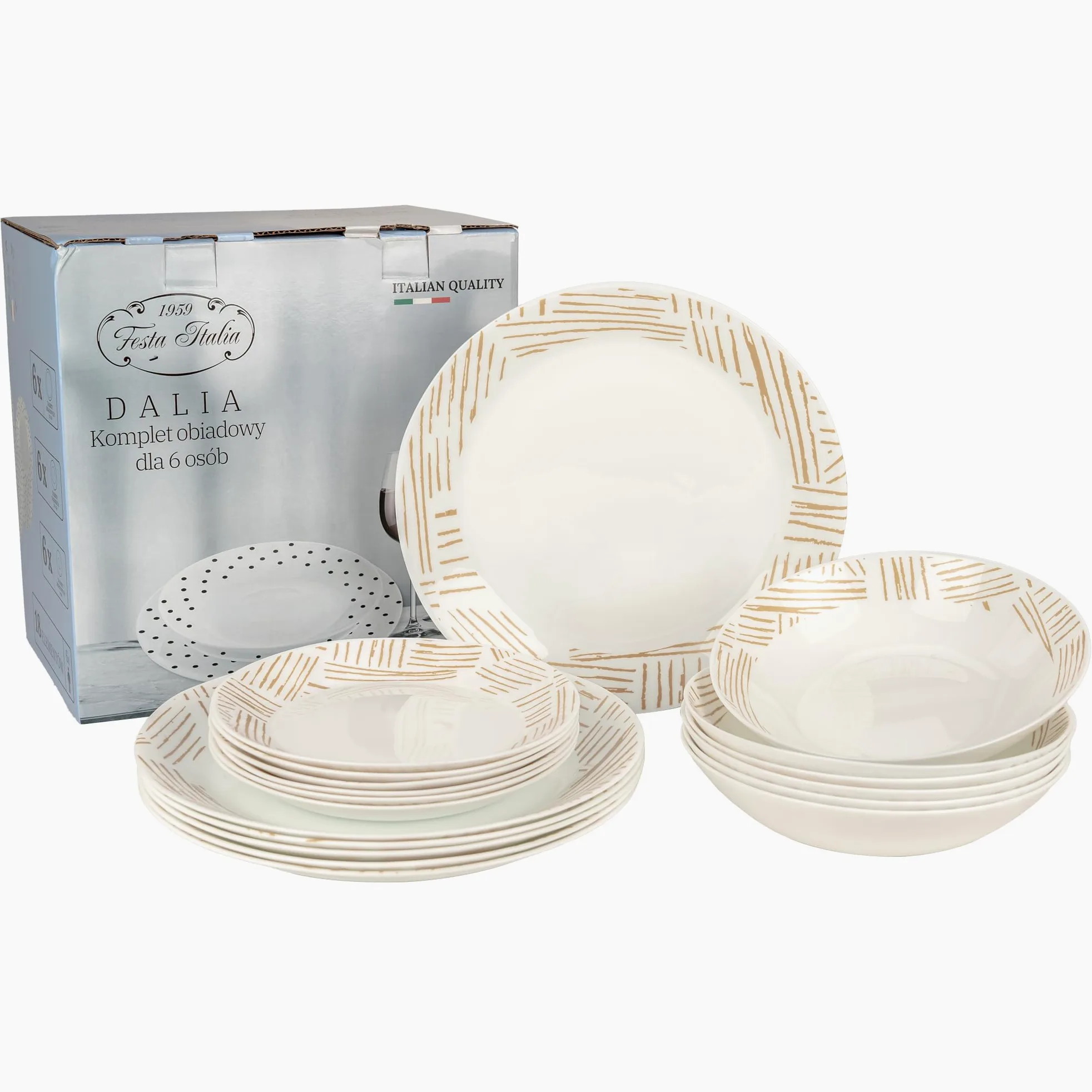 Service Vaisselle 6 Personnes - 18 Pièces - Verre - Assiettes Service de Table - Ensemble Vaisselle de Table Moderne - Assiette et Arts de la Table - Assiettes Plates