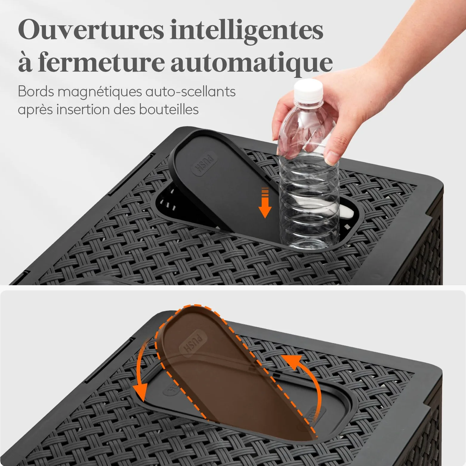 Lifewit Poubelle Recyclage 110 L, Collecteur de Bouteilles 2 Compartiments avec Couvercle et 2 Ouvertures, Poubelle Tri Selectif avec 2 Sacs Amovibles pour Plastique, Verre, Canettes, Noir