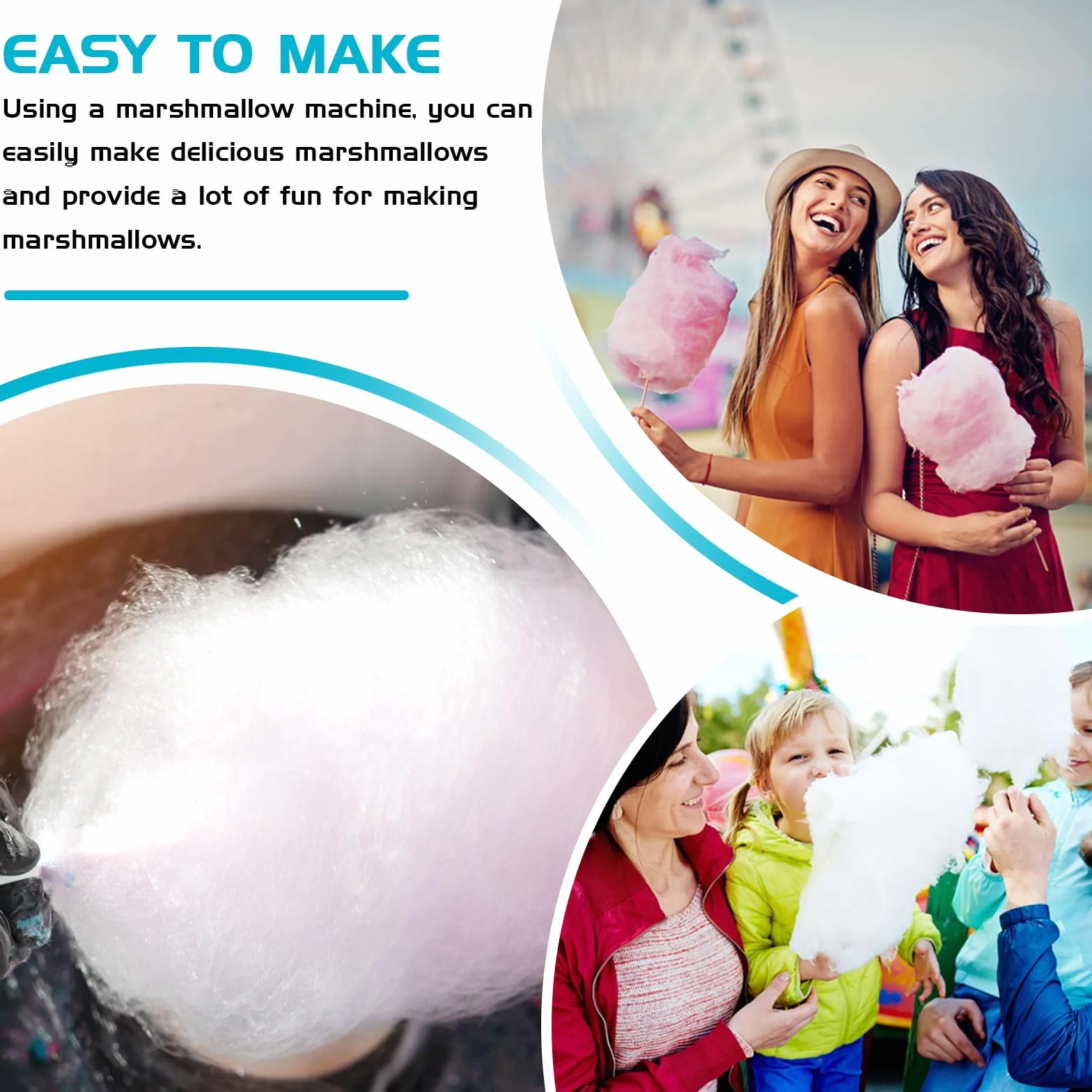 Machine À Barbe À Papa, Cotton Candy Machine, Machine À Bonbons En Coton, Électrique Candy Floss Maker 450w Avec Accessoires Pour Anniversaire Diverses Fêtes Facile À Utiliser Et À Nettoyer