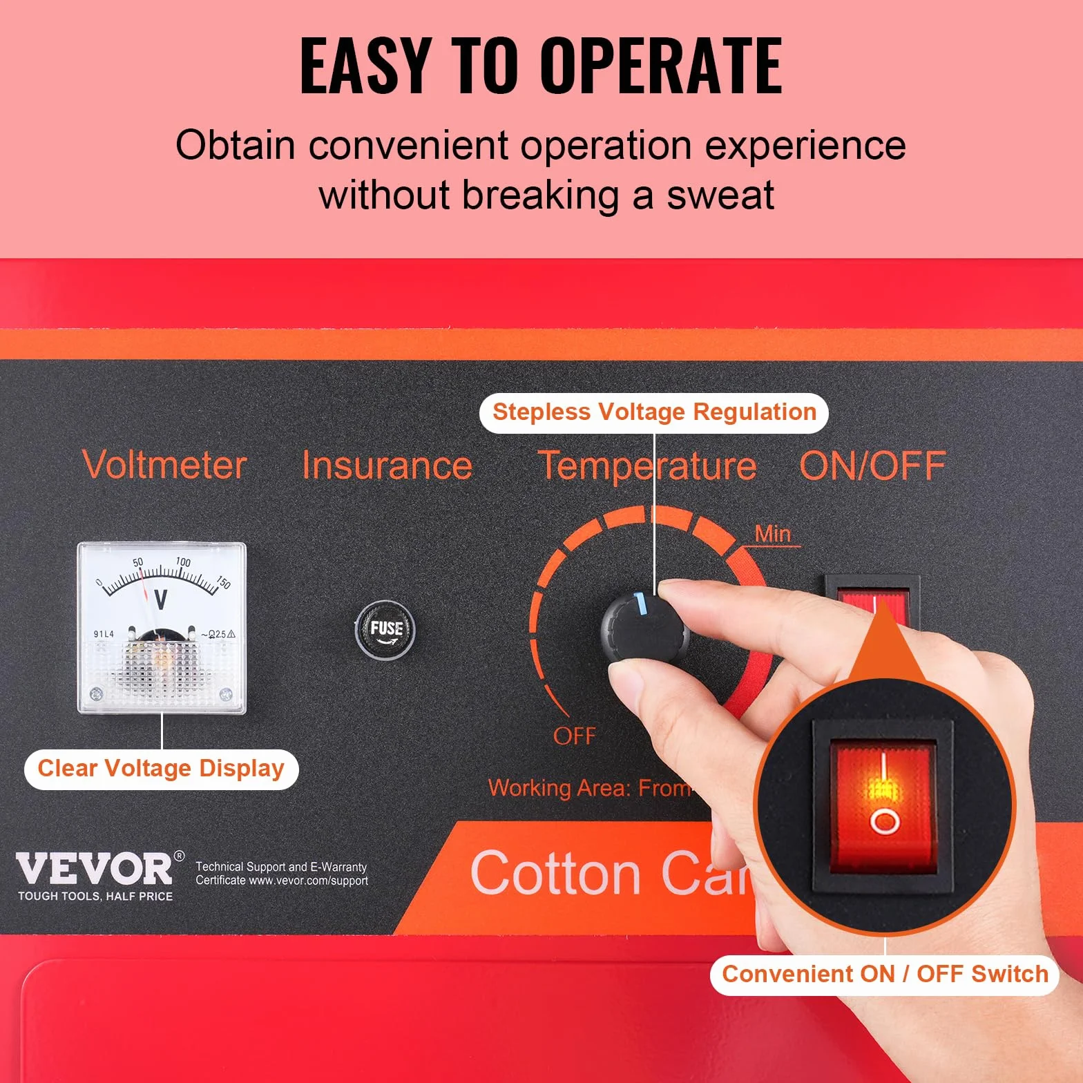 VEVOR Machine à Barbe à Papa Électrique 1000 W, Appareil à Barbe à Papa Commercial avec Couvercle Rouge, Bol en Acier Inoxydable, Cuillère à Sucre, Tiroir, pour Faire Bonbons Fête Anniversaire