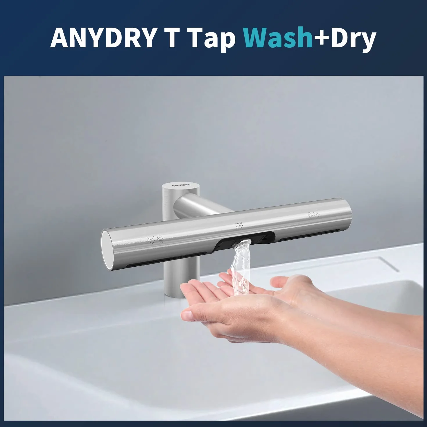 anydry 7120 Robinet Sèche-Mains Lavage et séchage Automatique en Un Seul Robinet Sèche-Mains Brossé