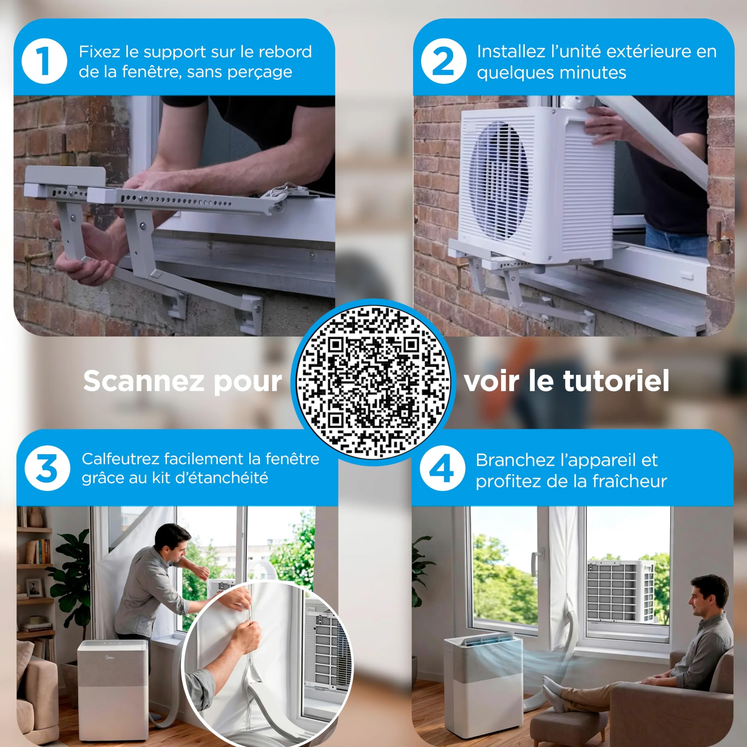 MIDEA Climatiseur PortaSplit Mobile Silencieux 4-in-1| 12000 BTU | Chauffage et Climatisation Portable Prêt à Poser 3,5kW- Clim Mobile avec rafraîchisseur, déshumidificateur, chauffage,ventilateur
